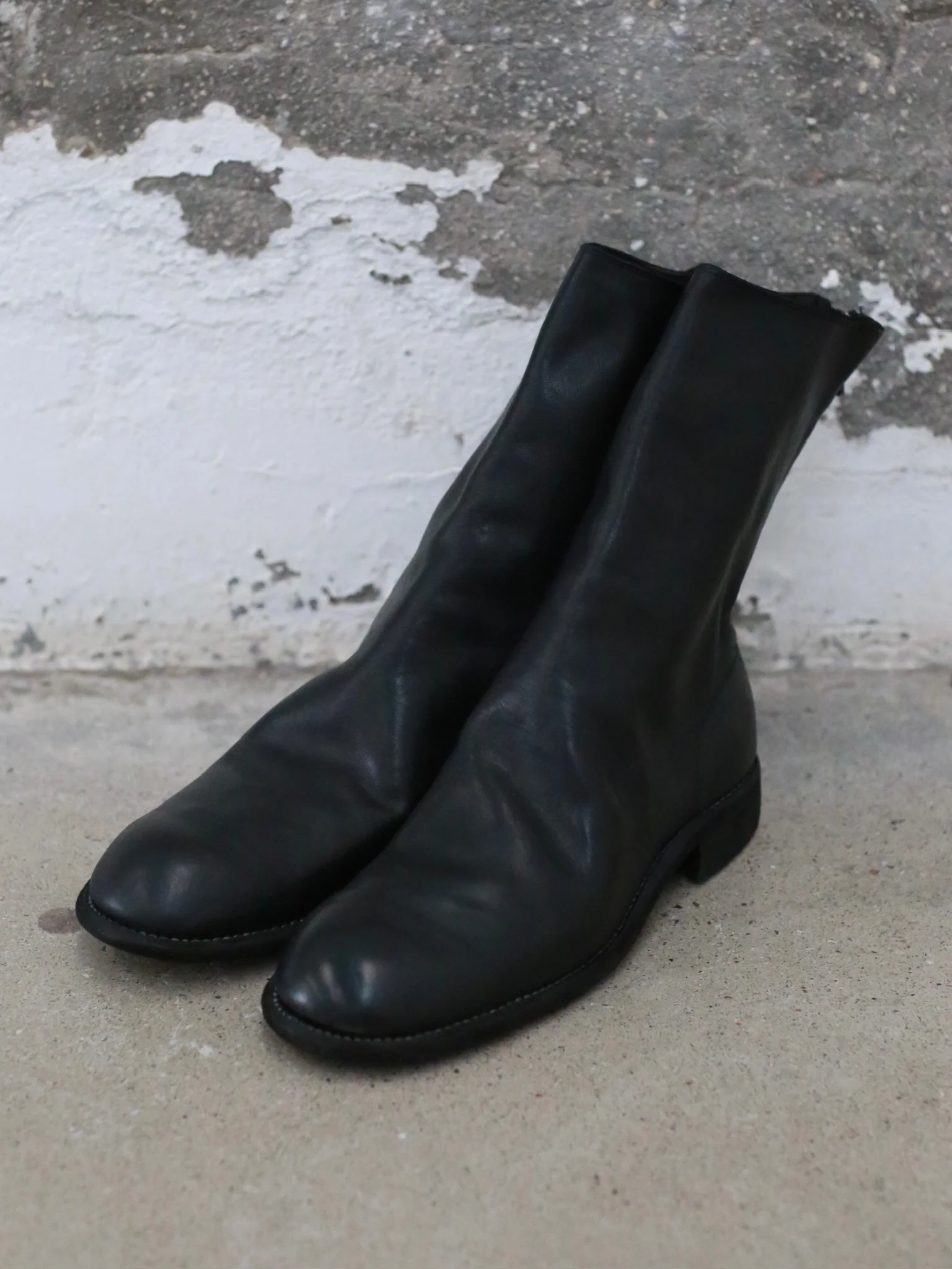 GUIDI Full Grain Horse Leather Mid-Calf Boots with Back Zipper - 988 Italian Craftsman GD-988-BLKT - Image 3