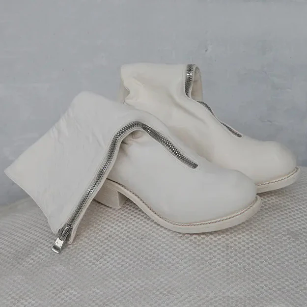 Guidi soft Horse Leather Front Zip high top boots PL9 white - Image 3