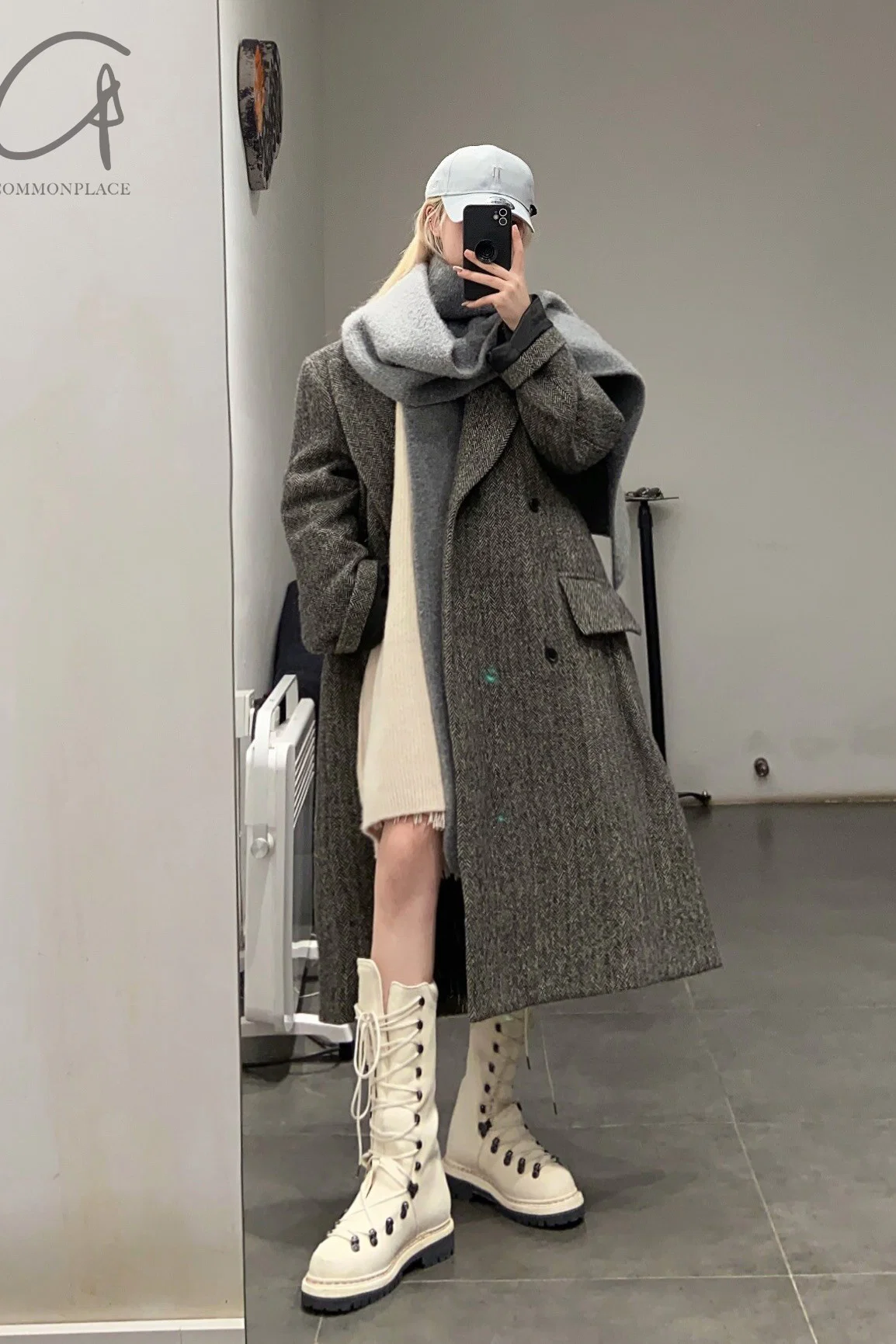 HED MAYNER Turtleneck Scarf K091_GRY Gray PHM3 - Image 11