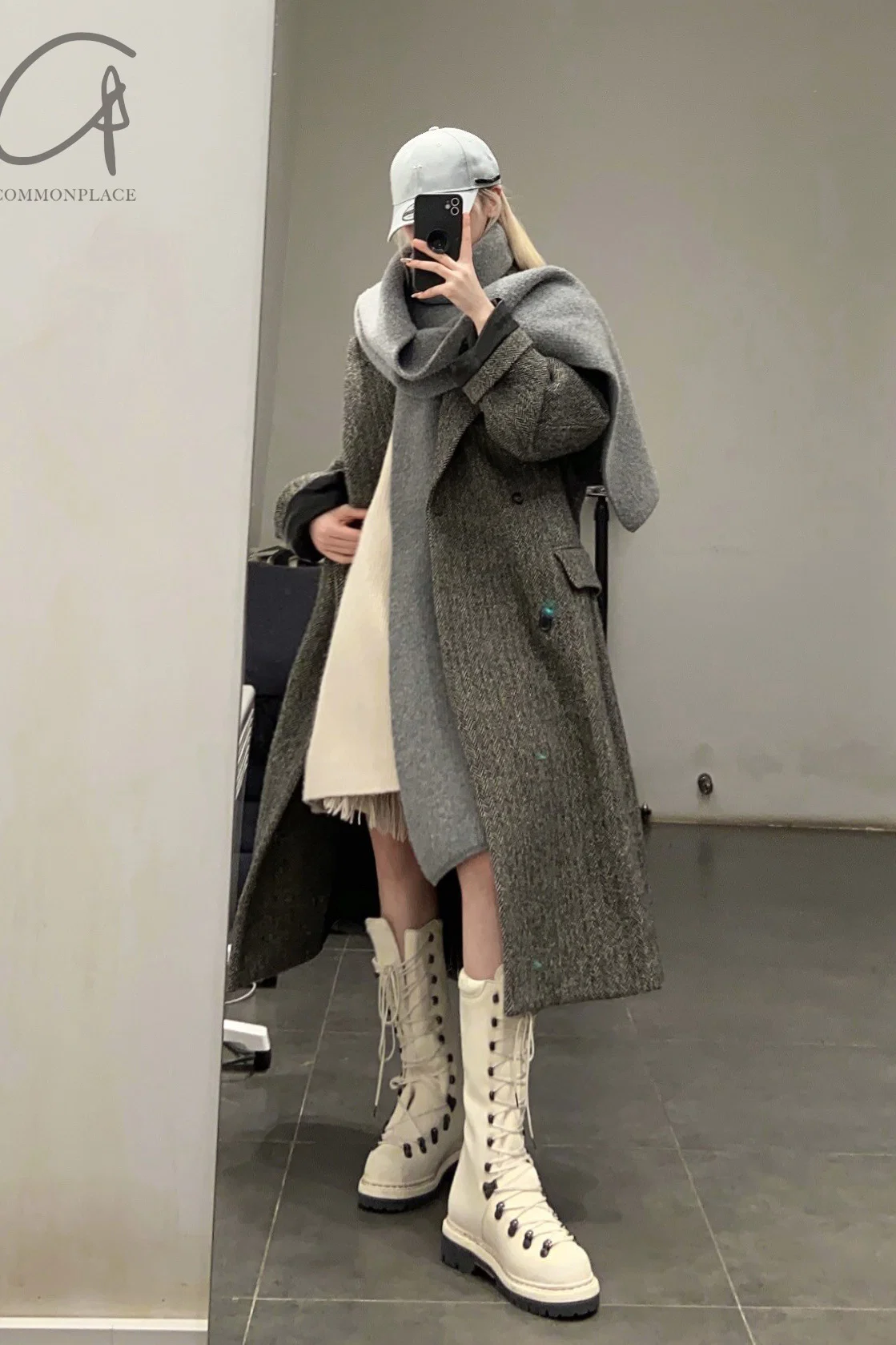 HED MAYNER Turtleneck Scarf K091_GRY Gray PHM3 - Image 12