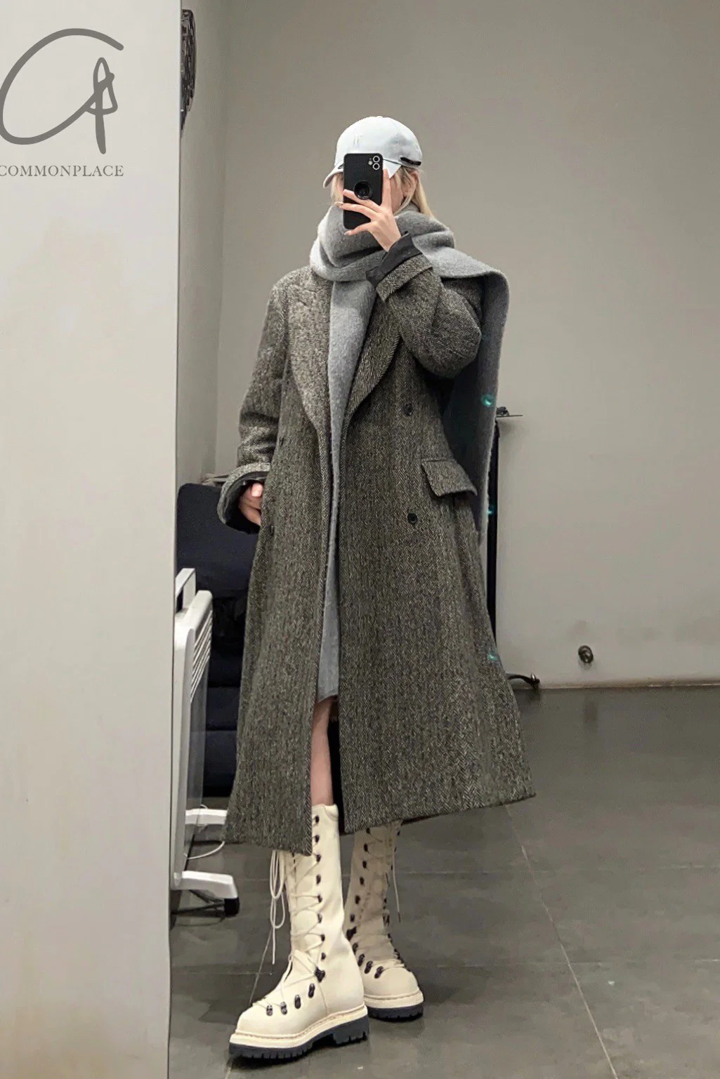 HED MAYNER Turtleneck Scarf K091_GRY Gray PHM3 - Image 15
