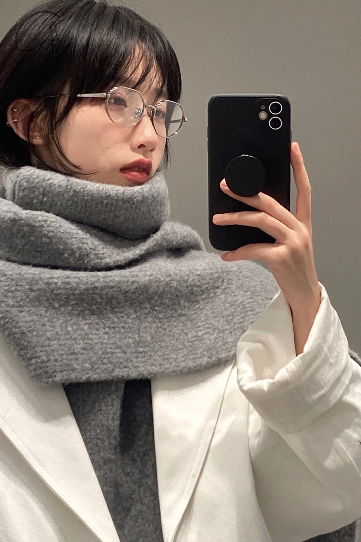 HED MAYNER Turtleneck Scarf K091_GRY Gray PHM3 - Image 17