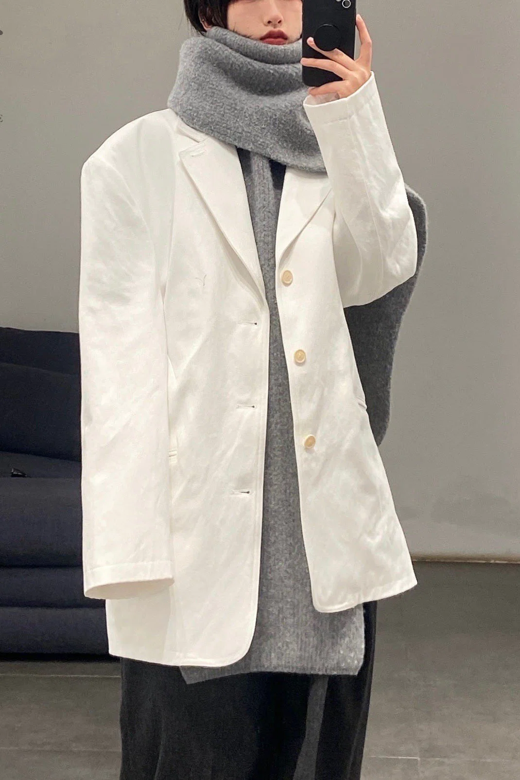 HED MAYNER Turtleneck Scarf K091_GRY Gray PHM3 - Image 18