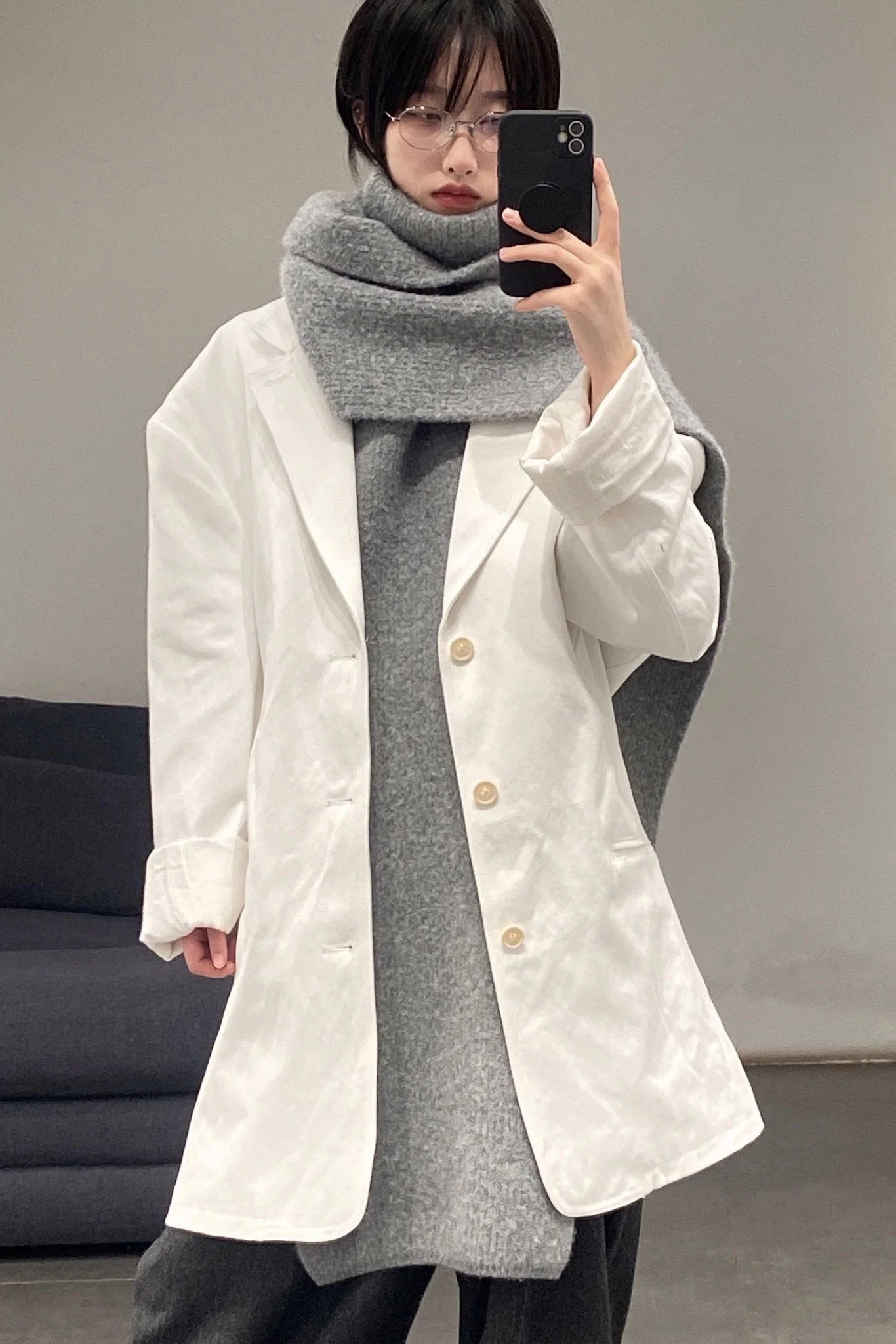 HED MAYNER Turtleneck Scarf K091_GRY Gray PHM3 - Image 19