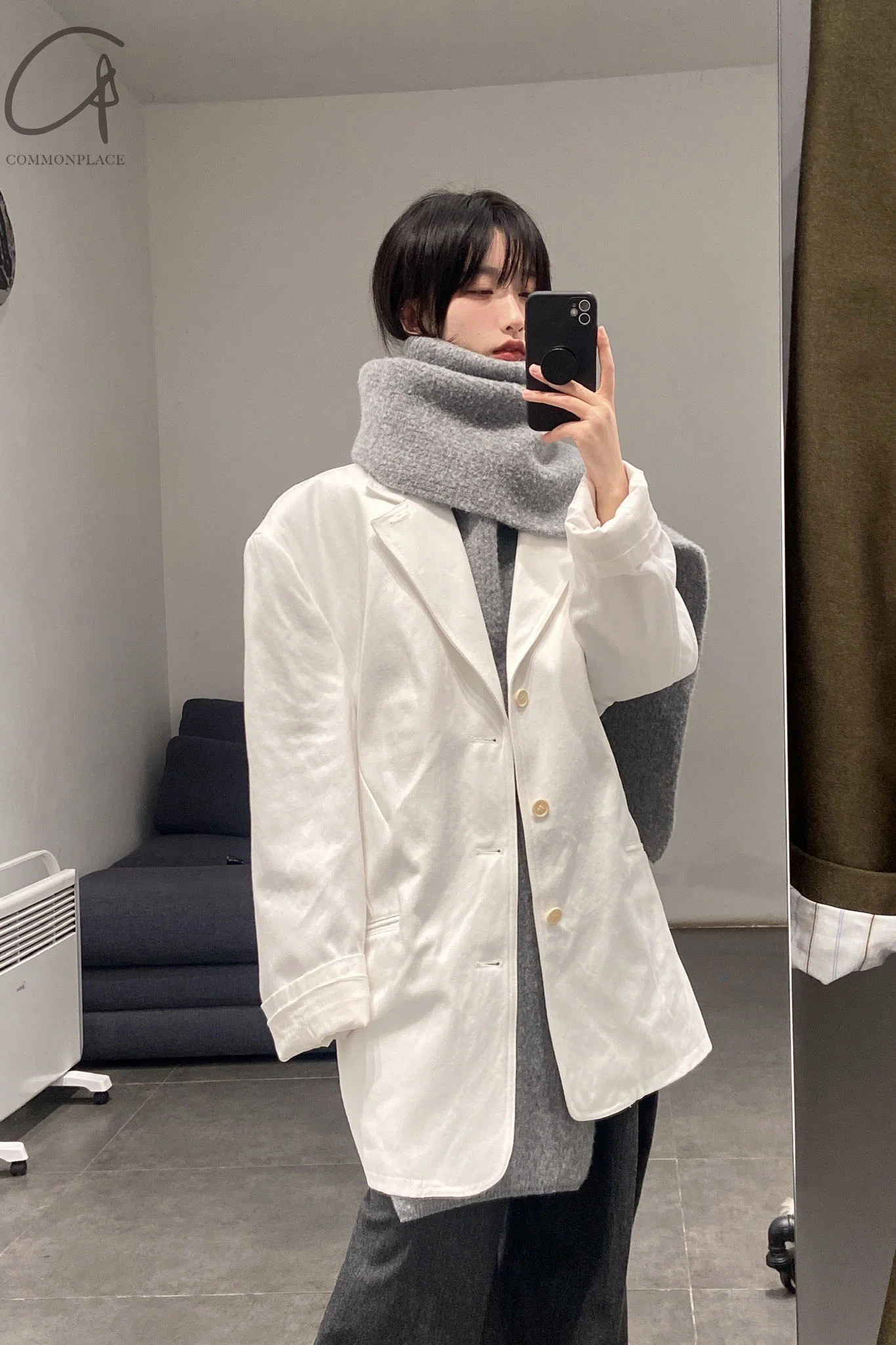 HED MAYNER Turtleneck Scarf K091_GRY Gray PHM3 - Image 20