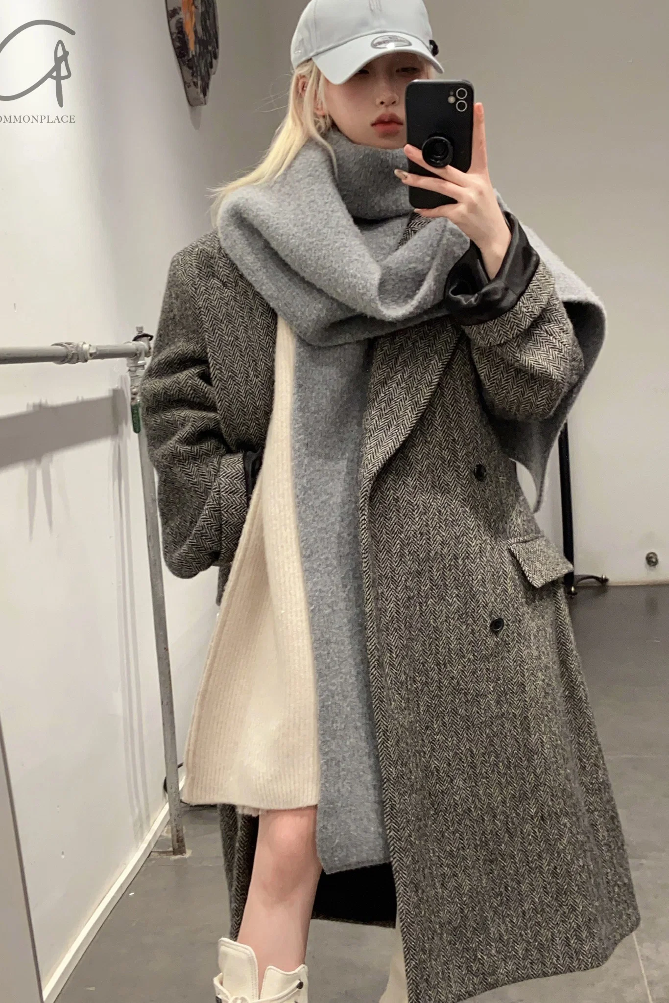 HED MAYNER Turtleneck Scarf K091_GRY Gray PHM3 - Image 8