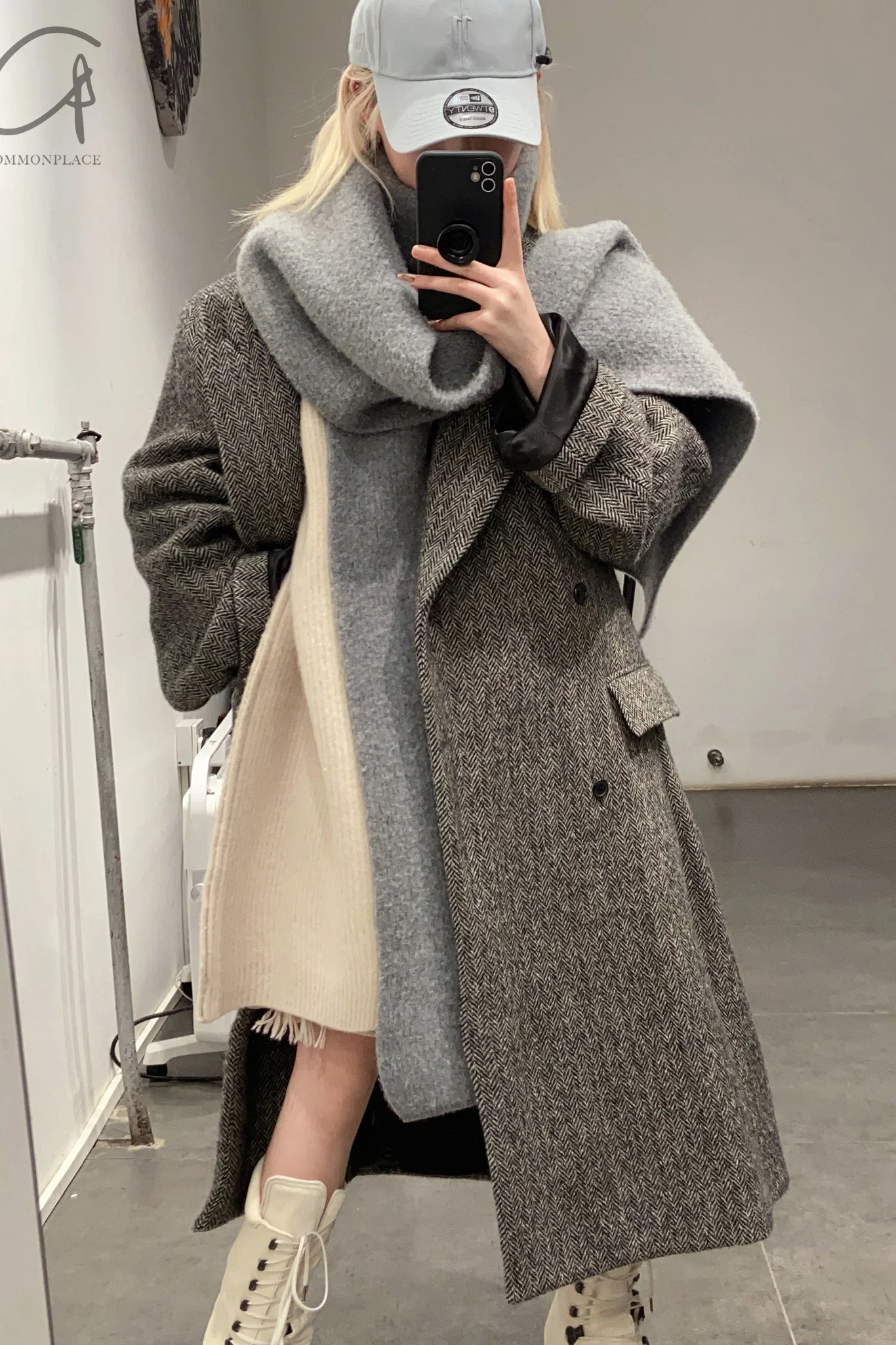 HED MAYNER Turtleneck Scarf K091_GRY Gray PHM3 - Image 9