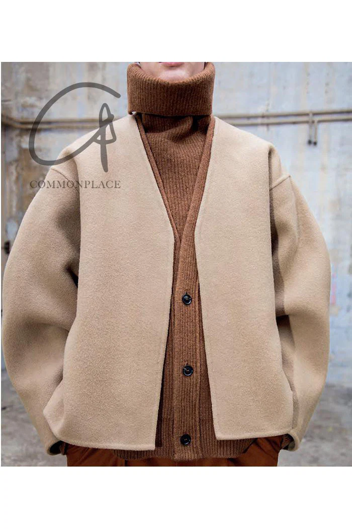 HED MAYNER Reversible cut wool cardigan jacket J21_DBL/CML - Image 5