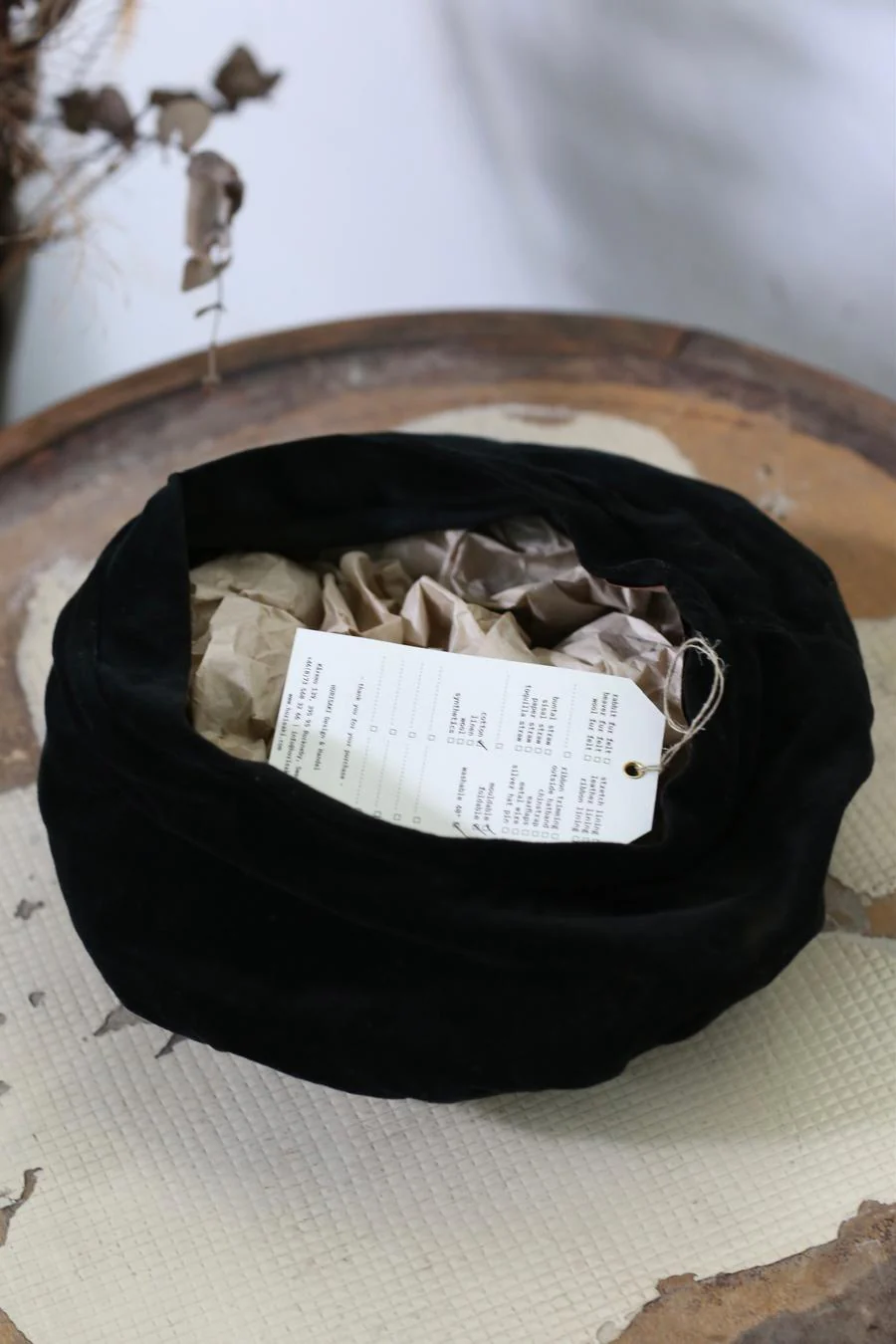HORISAKI Silk Noil Fabric Beret Sweden Handmade HSK-THVBAS-HV BLACK VELVET - Image 2