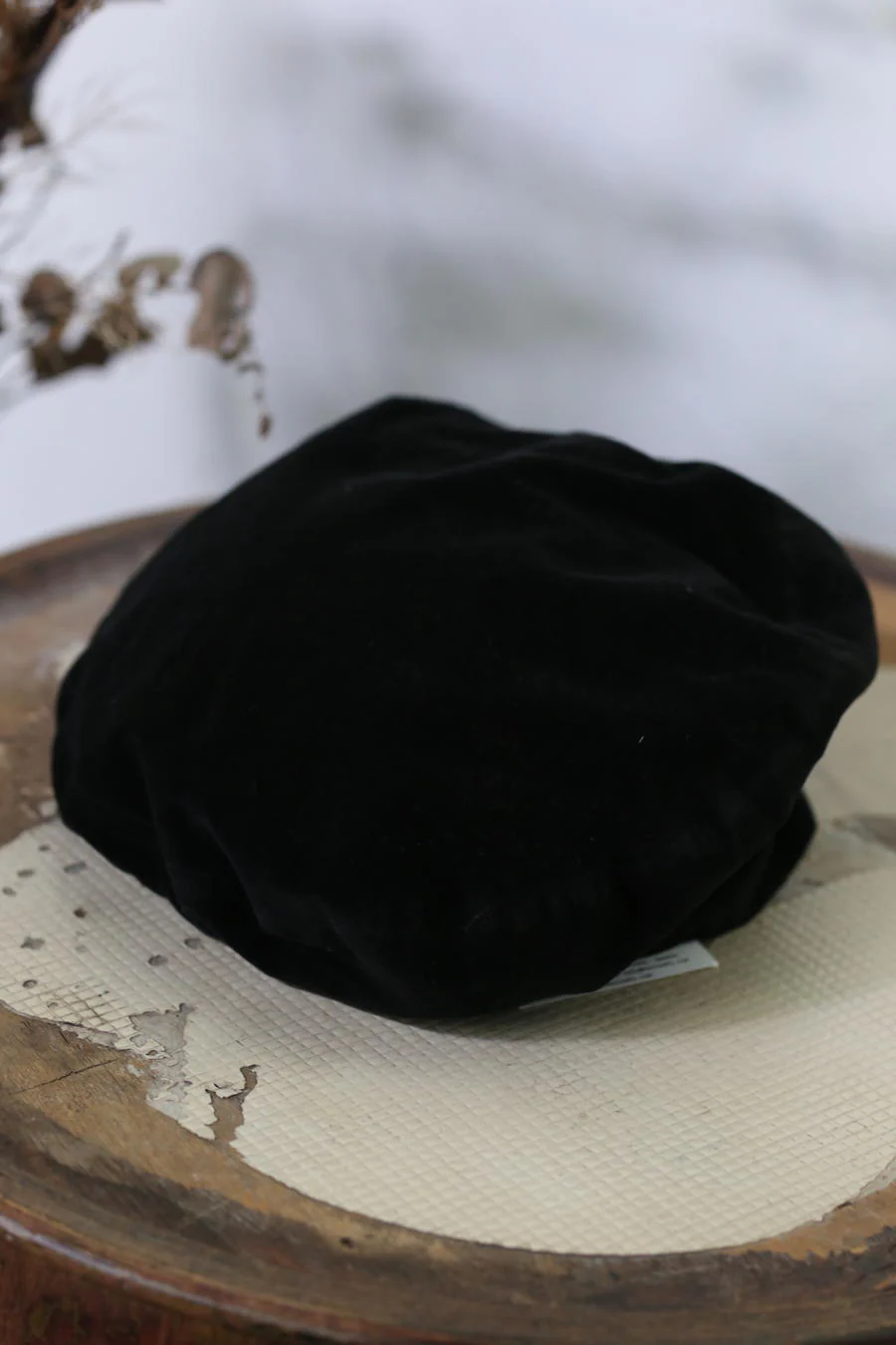HORISAKI Silk Noil Fabric Beret Sweden Handmade HSK-THVBAS-HV BLACK VELVET - Image 3