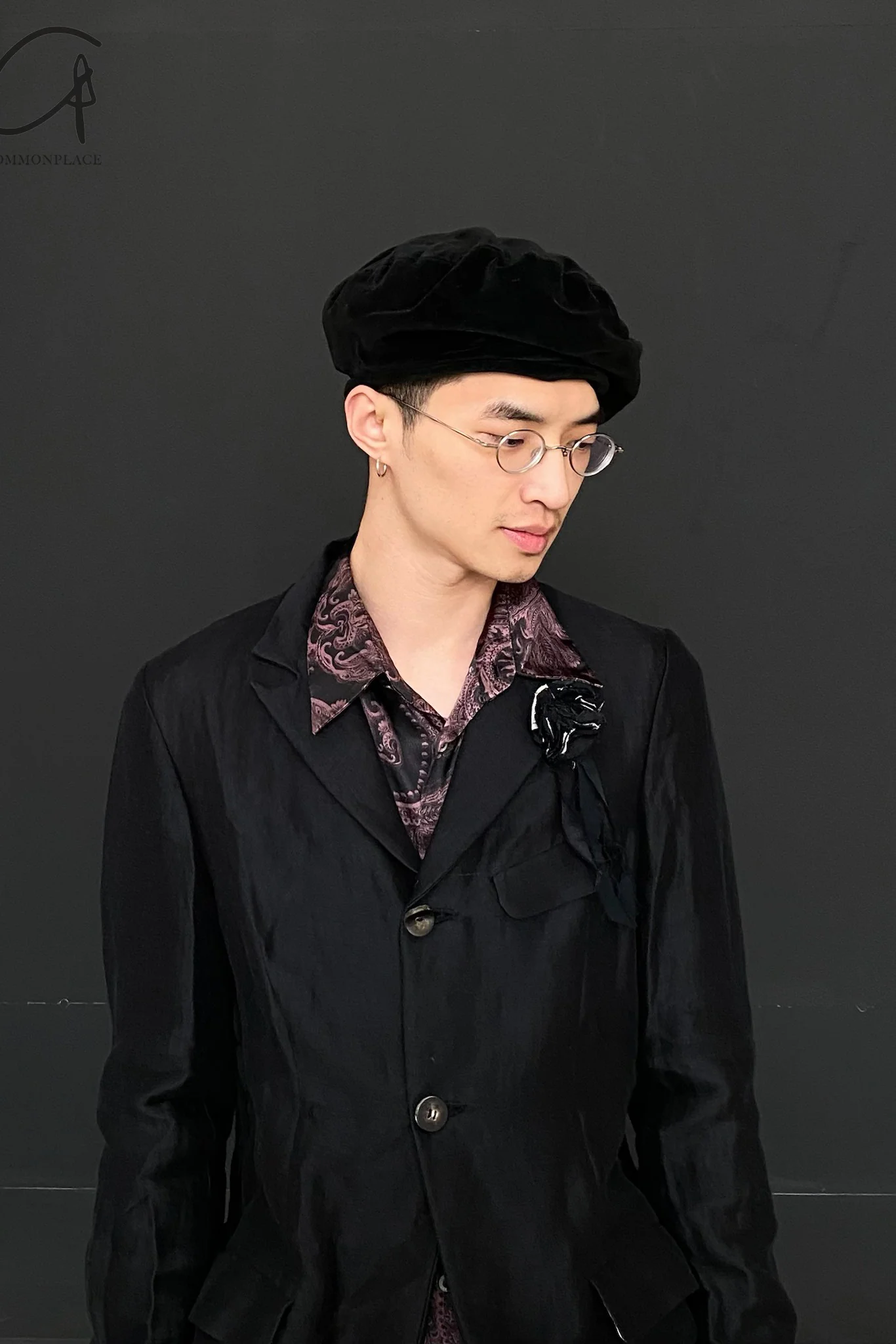 HORISAKI Silk Noil Fabric Beret Sweden Handmade HSK-THVBAS-HV BLACK VELVET - Image 4