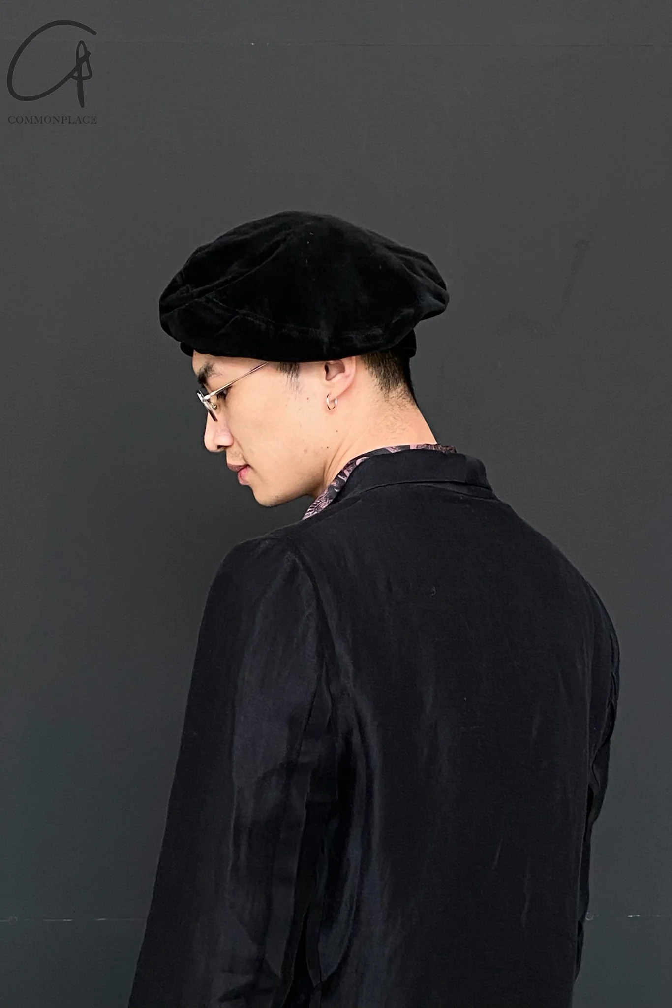HORISAKI Silk Noil Fabric Beret Sweden Handmade HSK-THVBAS-HV BLACK VELVET - Image 5