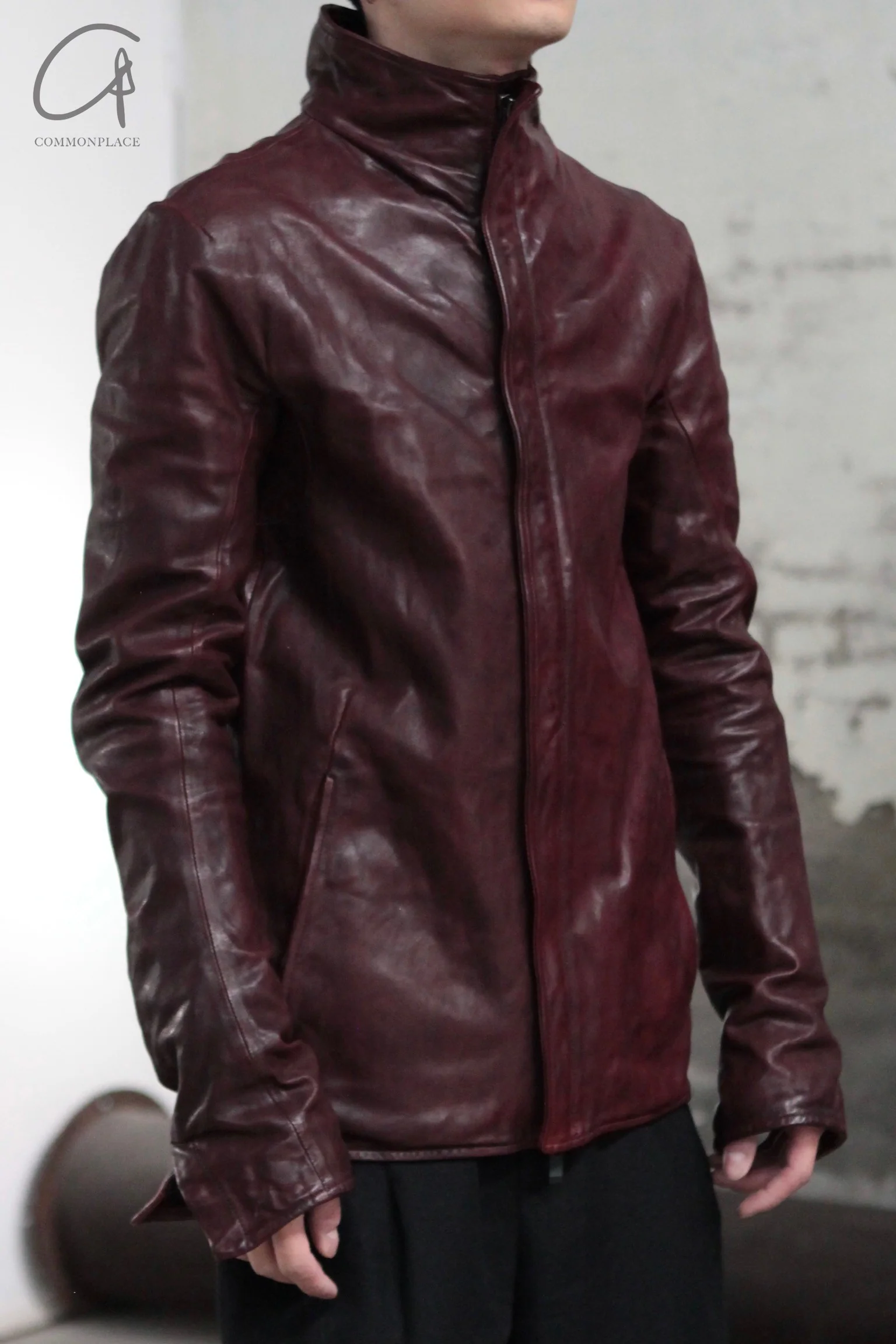 Incarnation Stand Collar Zippered Horse Leather Jacket Handmade in Italy ICNT-12811-41667-52NBK-OC 12811-41667 - Image 3