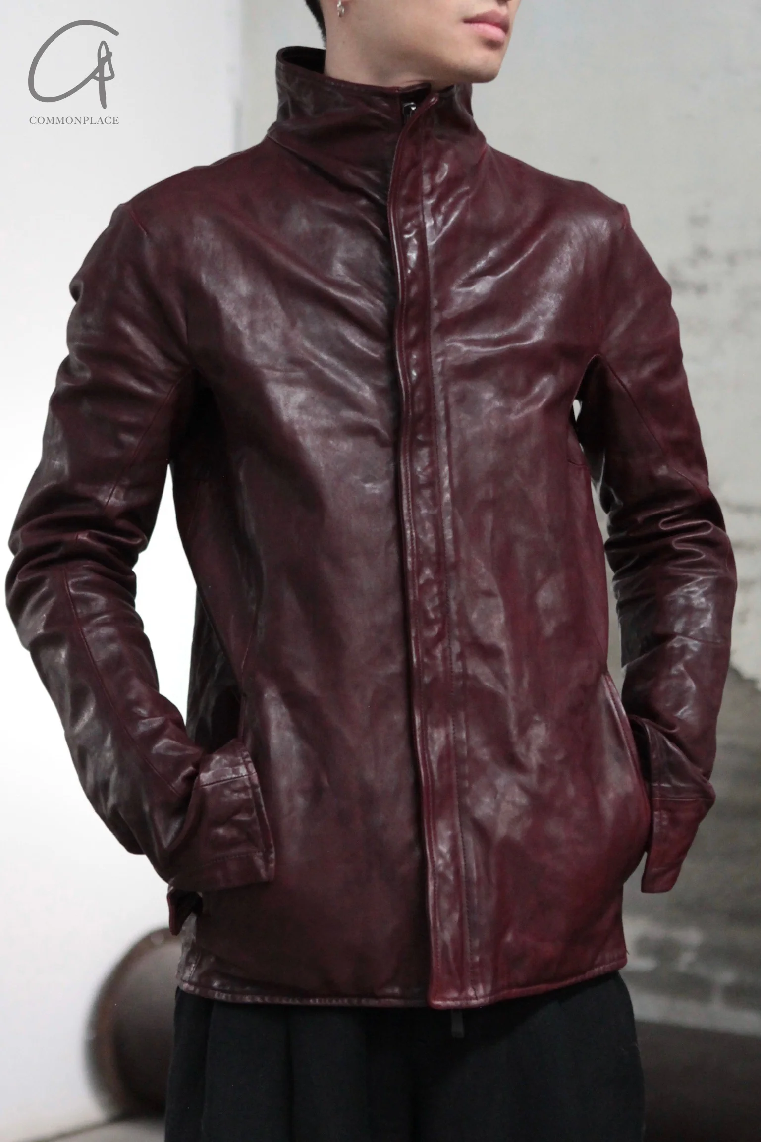 Incarnation Stand Collar Zippered Horse Leather Jacket Handmade in Italy ICNT-12811-41667-52NBK-OC 12811-41667 - Image 4