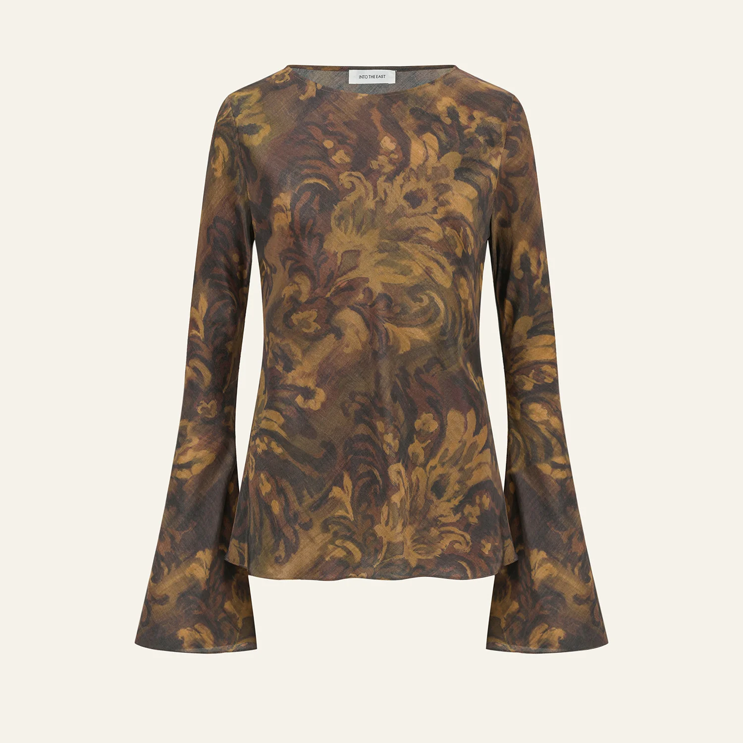 INTO THE EAST 2026 Spring/Summer Acanthus Oil Paint Long-Sleeved Top/Skirt ITE-E1JBSSTP21003-CZ Top - Image 4