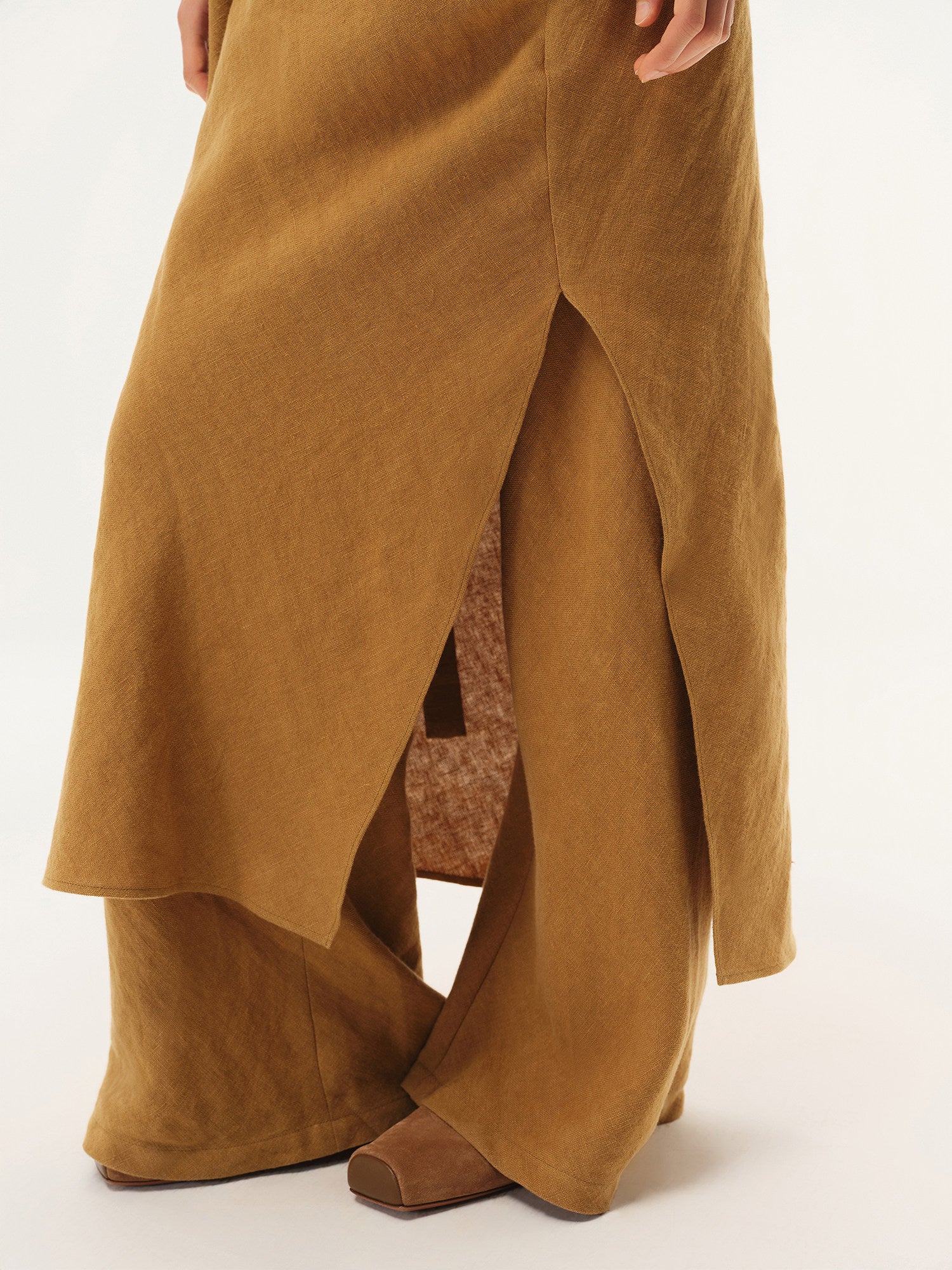 INTO THE EAST 2026 Spring/Summer: Asymmetrical Long Top / Tie-up Short-sleeved Top / Fishtail Full Skirt ITE-E1JBSSTP20008YE-XH Apricot Yellow Top （E1JBSSTP20008BGE） - Image 10