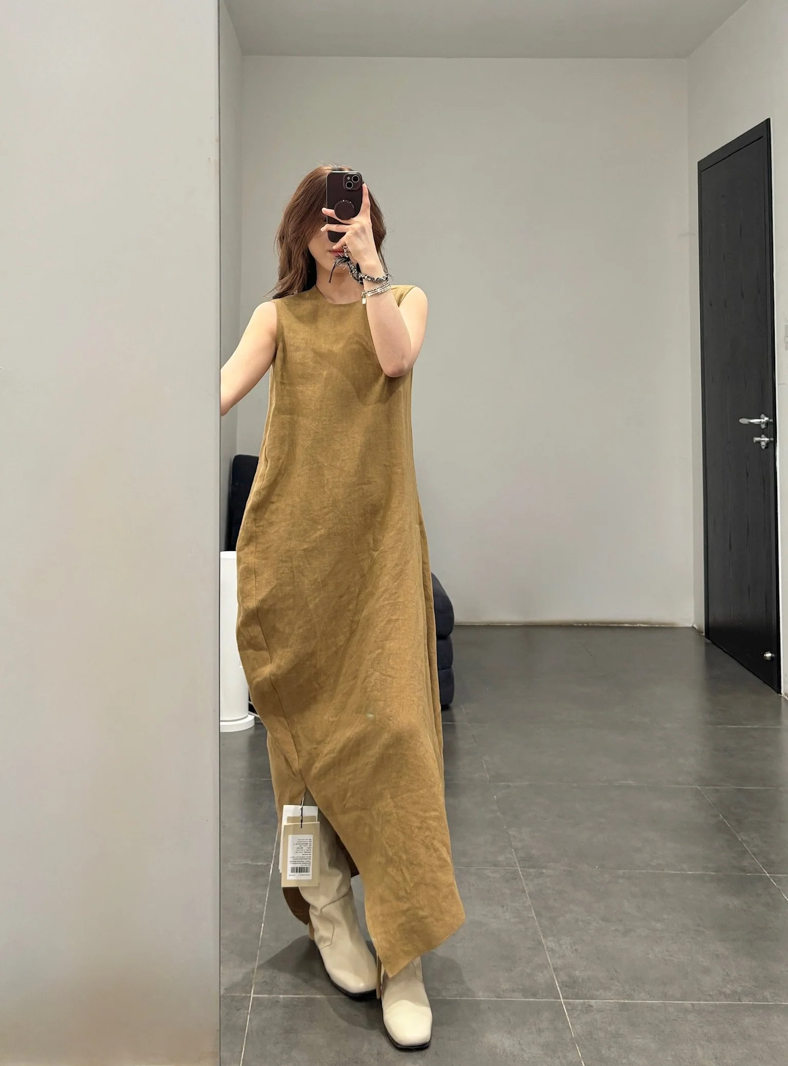 INTO THE EAST 2026 Spring/Summer: Asymmetrical Long Top / Tie-up Short-sleeved Top / Fishtail Full Skirt ITE-E1JBSSTP20008YE-XH Apricot Yellow Top （E1JBSSTP20008BGE） - Image 17