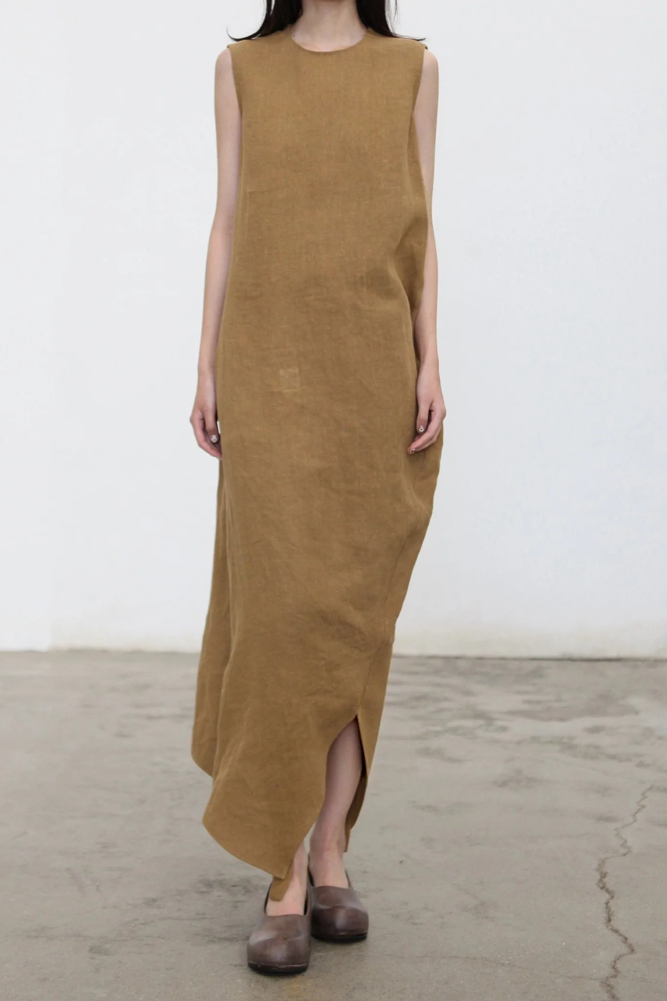 INTO THE EAST 2026 Spring/Summer: Asymmetrical Long Top / Tie-up Short-sleeved Top / Fishtail Full Skirt ITE-E1JBSSTP20008YE-XH Apricot Yellow Top （E1JBSSTP20008BGE） - Image 2