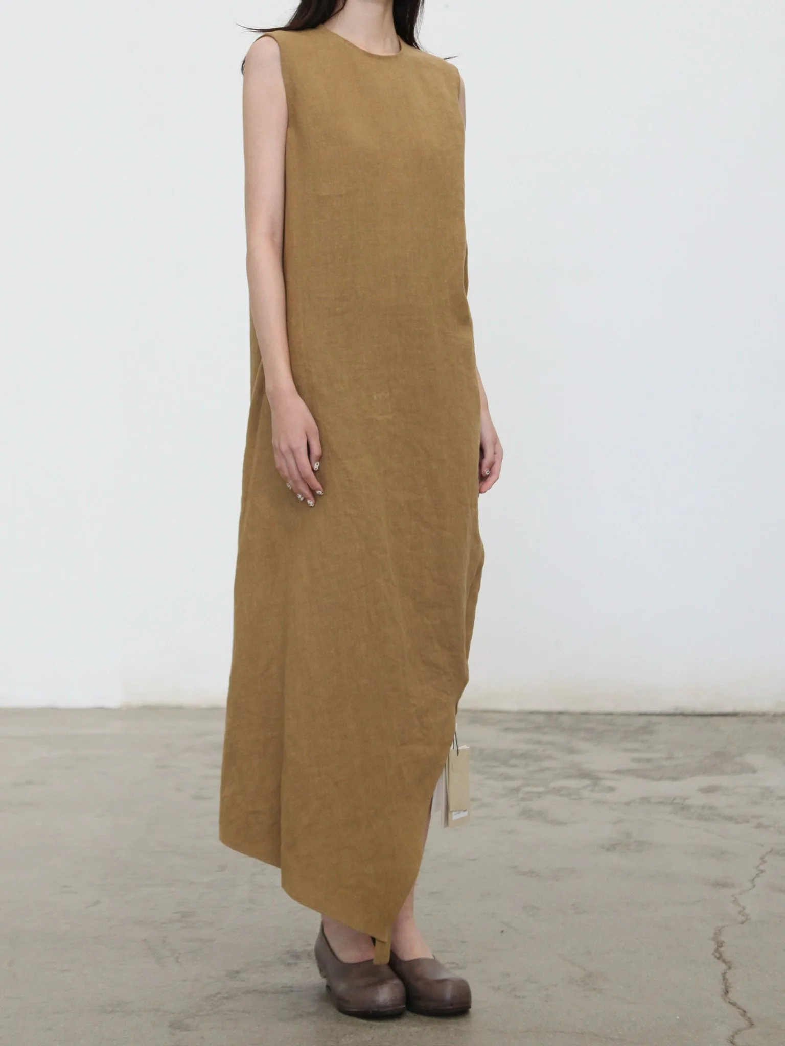INTO THE EAST 2026 Spring/Summer: Asymmetrical Long Top / Tie-up Short-sleeved Top / Fishtail Full Skirt ITE-E1JBSSTP20008YE-XH Apricot Yellow Top （E1JBSSTP20008BGE） - Image 3