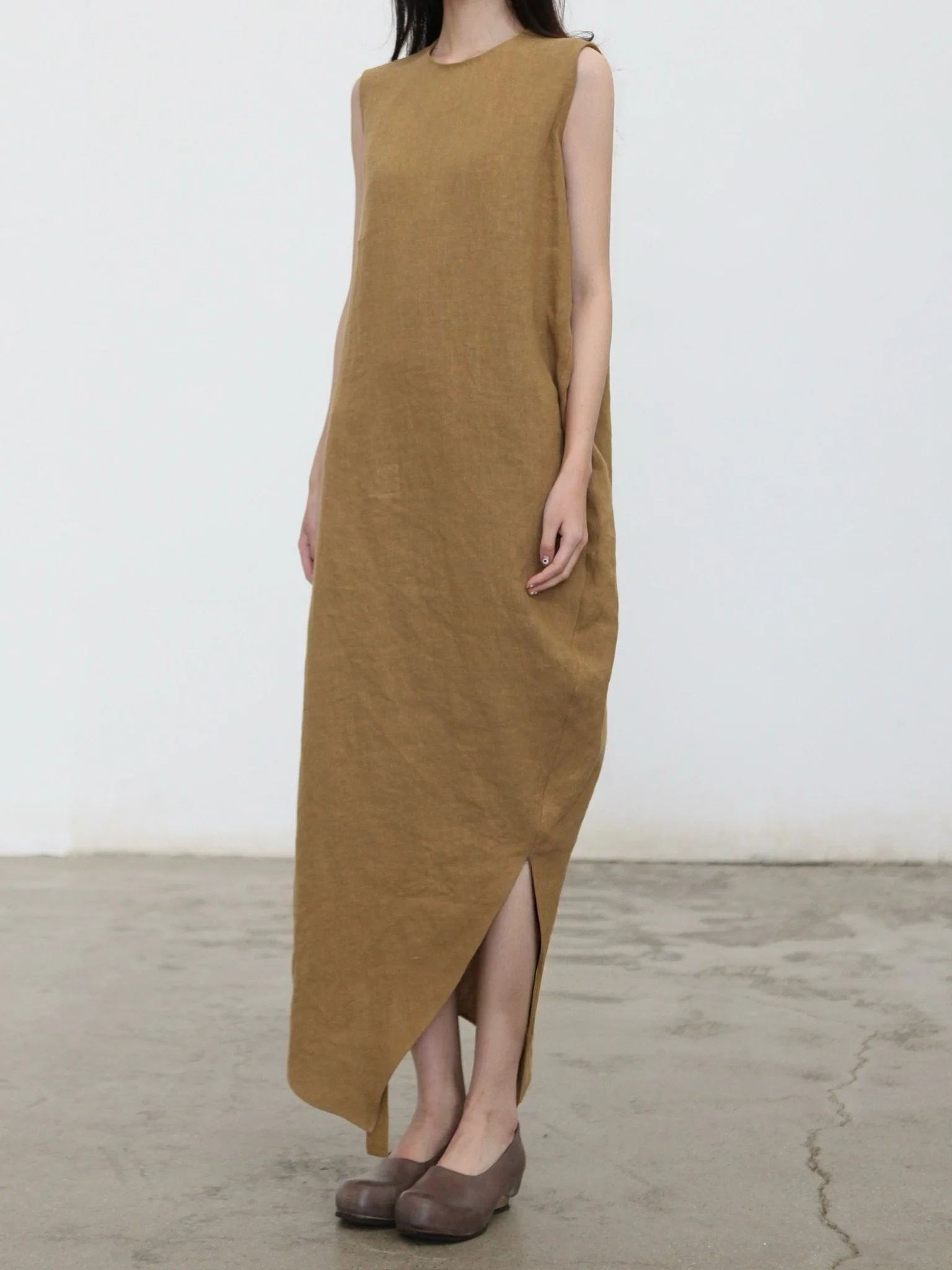 INTO THE EAST 2026 Spring/Summer: Asymmetrical Long Top / Tie-up Short-sleeved Top / Fishtail Full Skirt ITE-E1JBSSTP20008YE-XH Apricot Yellow Top （E1JBSSTP20008BGE） - Image 4