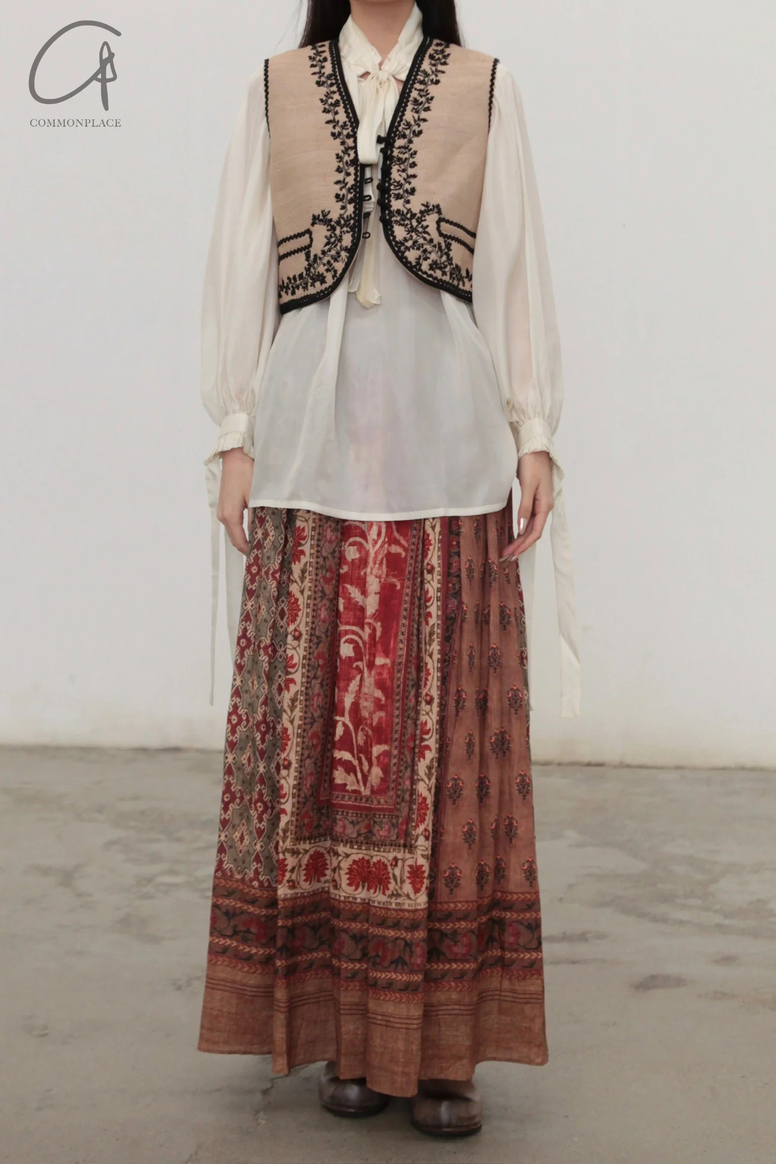 INTO THE EAST 24 Autumn and Winter Linen Printed Pleated Skirt ITE-E1YGAW002NCC21SK-YH Printed - Image 12