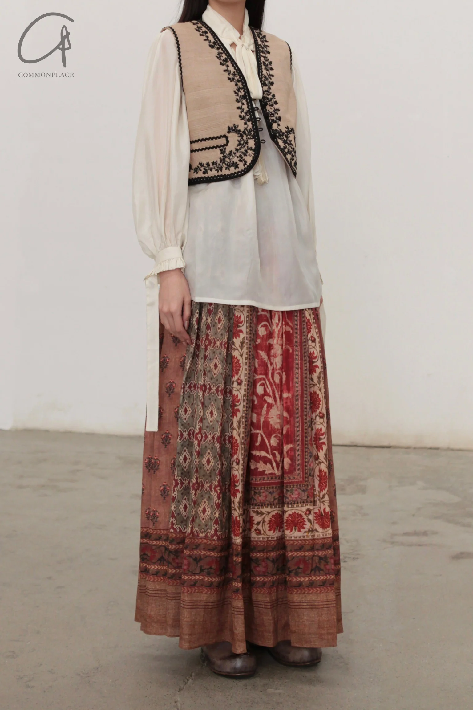 INTO THE EAST 24 Autumn and Winter Linen Printed Pleated Skirt ITE-E1YGAW002NCC21SK-YH Printed - Image 13