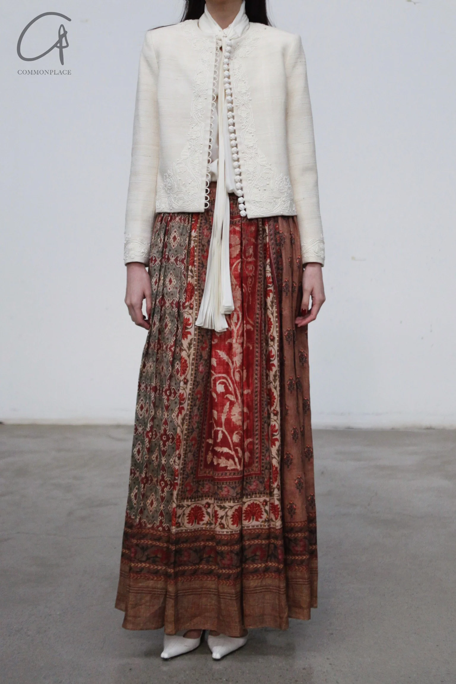 INTO THE EAST 24 Autumn and Winter Linen Printed Pleated Skirt ITE-E1YGAW002NCC21SK-YH Printed - Image 14