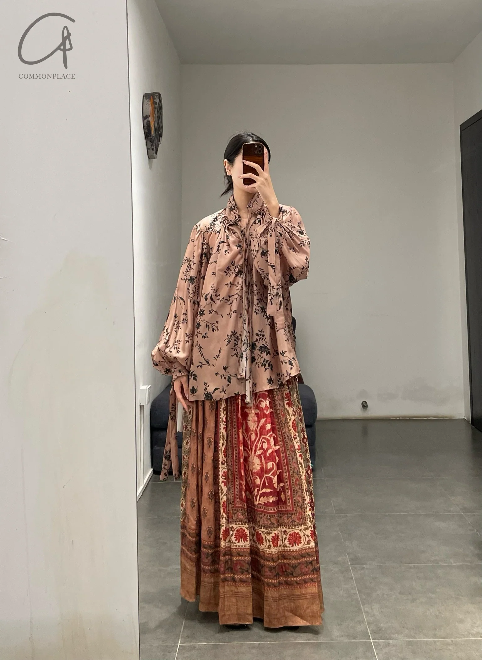 INTO THE EAST 24 Autumn and Winter Linen Printed Pleated Skirt ITE-E1YGAW002NCC21SK-YH Printed - Image 24