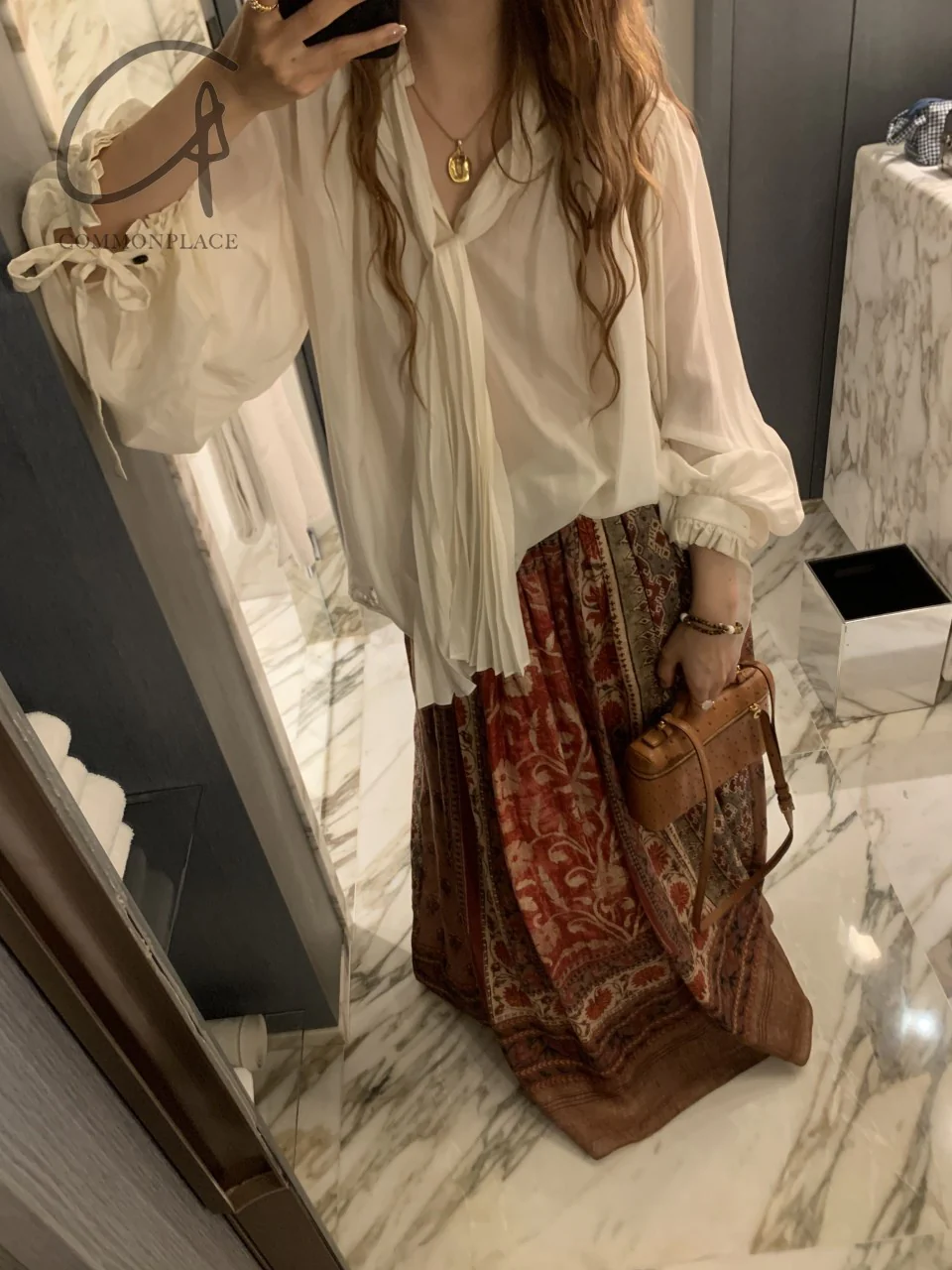 INTO THE EAST 24 Autumn and Winter Linen Printed Pleated Skirt ITE-E1YGAW002NCC21SK-YH Printed - Image 40