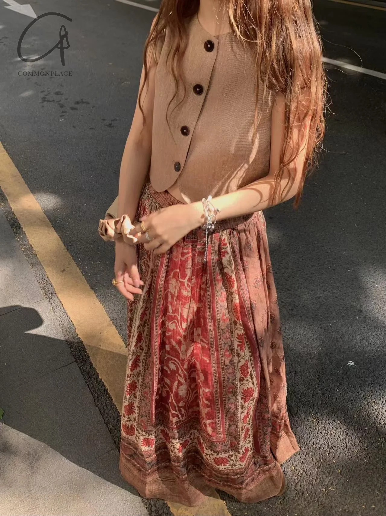 INTO THE EAST 24 Autumn and Winter Linen Printed Pleated Skirt ITE-E1YGAW002NCC21SK-YH Printed - Image 41