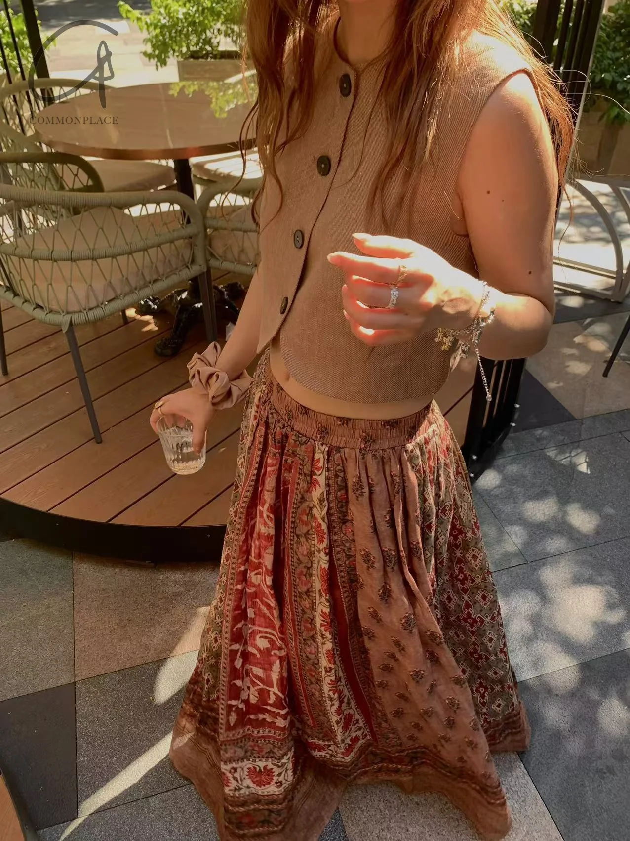 INTO THE EAST 24 Autumn and Winter Linen Printed Pleated Skirt ITE-E1YGAW002NCC21SK-YH Printed - Image 42