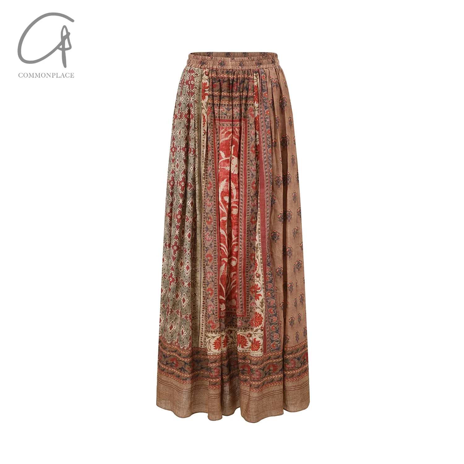 INTO THE EAST 24 Autumn and Winter Linen Printed Pleated Skirt ITE-E1YGAW002NCC21SK-YH Printed - Image 5