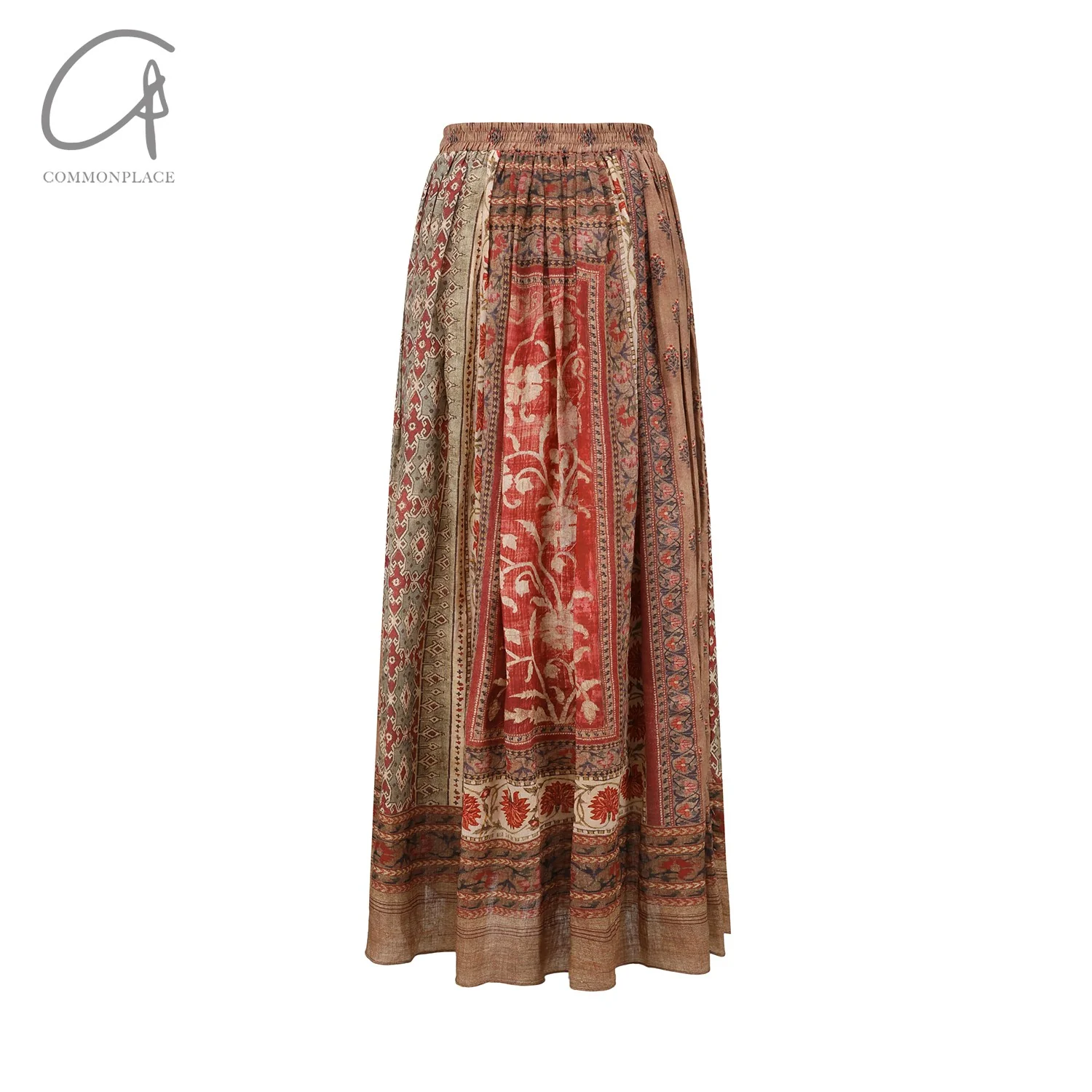 INTO THE EAST 24 Autumn and Winter Linen Printed Pleated Skirt ITE-E1YGAW002NCC21SK-YH Printed - Image 6