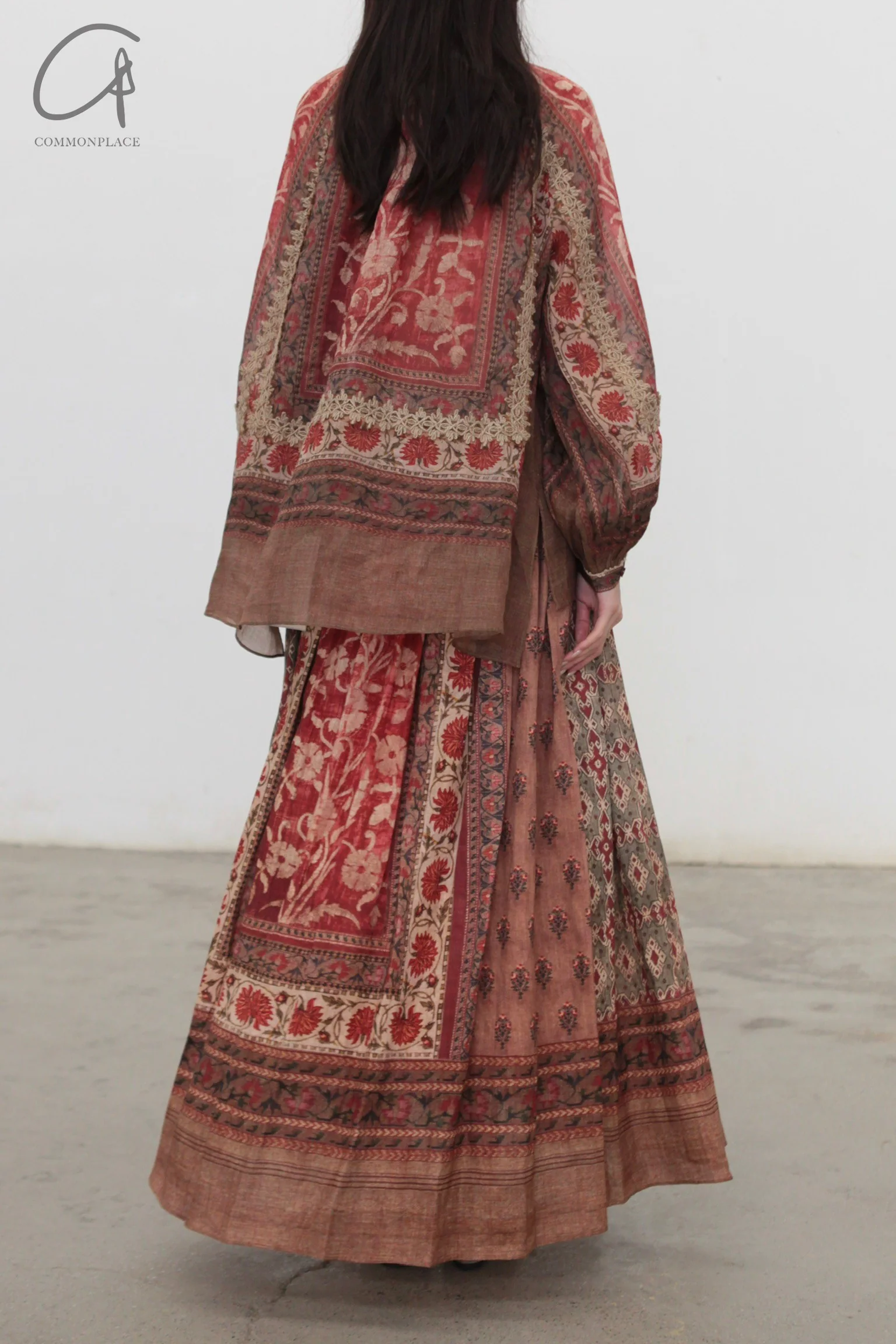 INTO THE EAST 24 Autumn and Winter Linen Printed Pleated Skirt ITE-E1YGAW002NCC21SK-YH Printed - Image 9