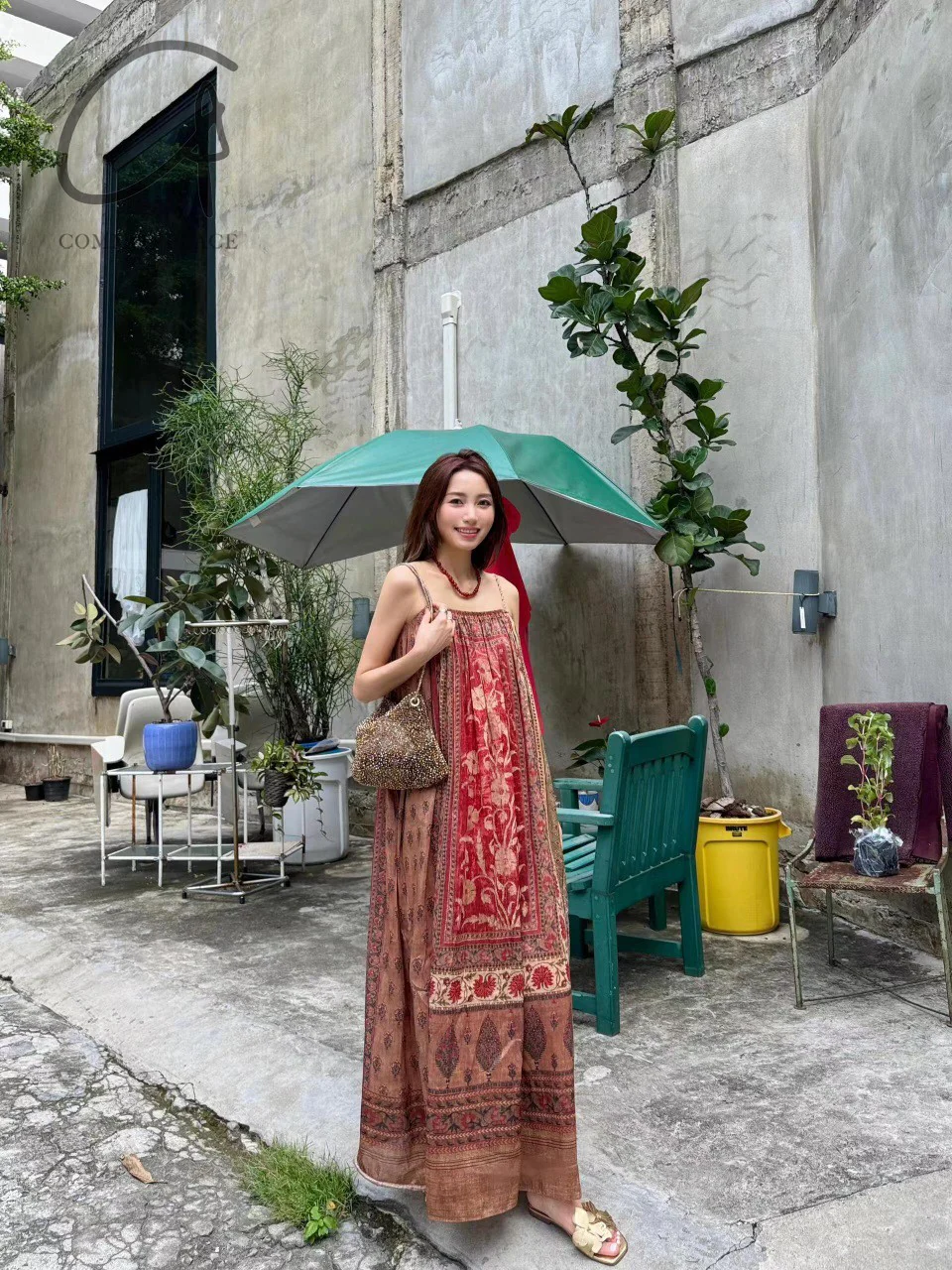 INTO THE EAST 24 Autumn and Winter Silk and Linen Printed Suspender Dress ITE-E1YGAW002NCC21DS-YH Printed - Image 28