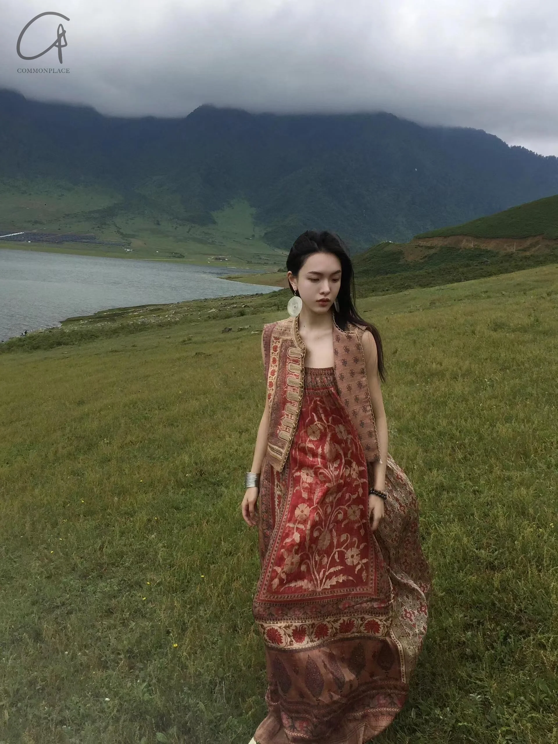INTO THE EAST 24 Autumn and Winter Silk and Linen Printed Suspender Dress ITE-E1YGAW002NCC21DS-YH Printed - Image 36