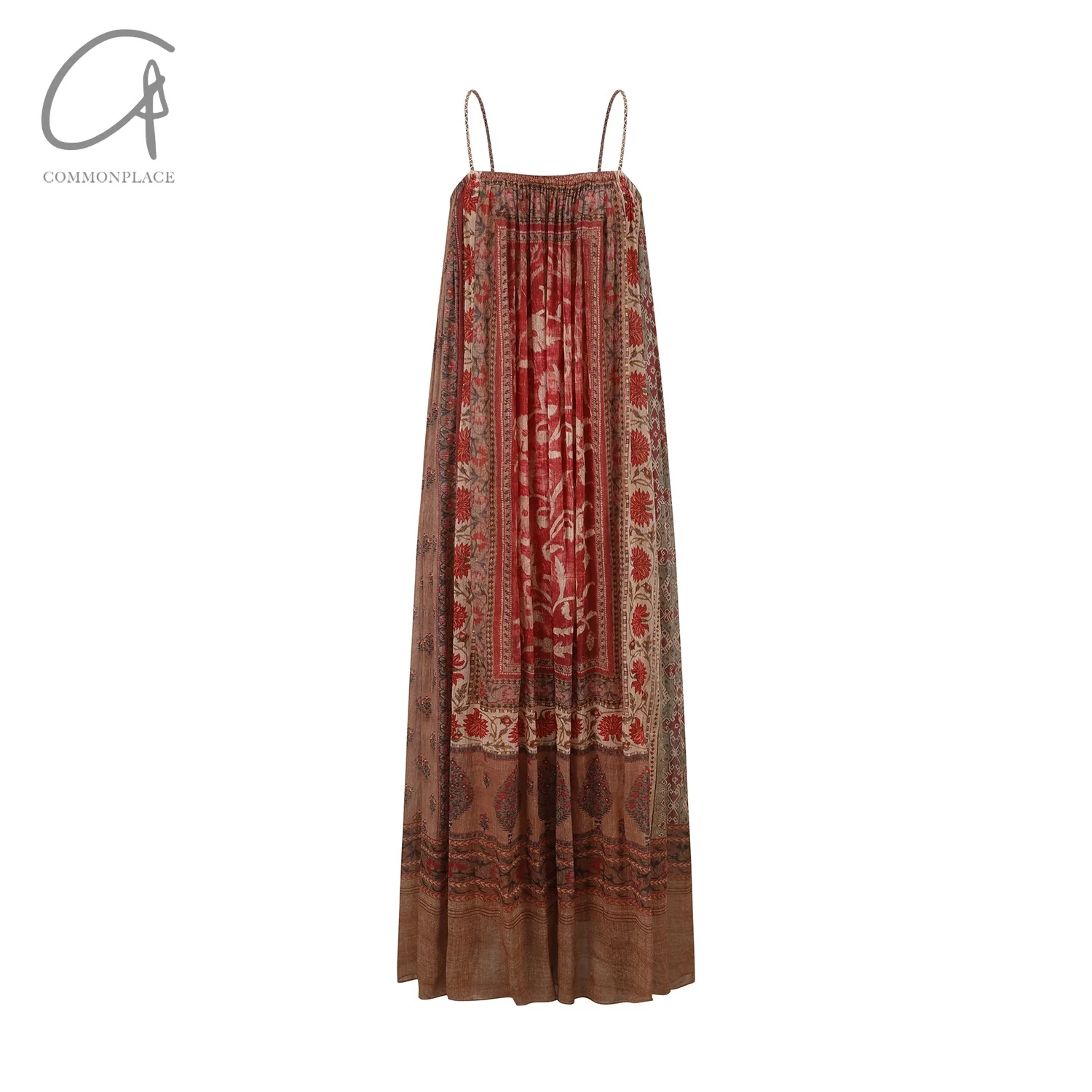 INTO THE EAST 24 Autumn and Winter Silk and Linen Printed Suspender Dress ITE-E1YGAW002NCC21DS-YH Printed - Image 5