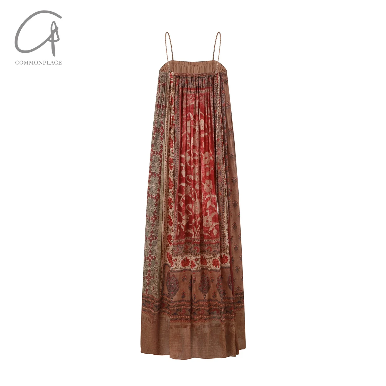 INTO THE EAST 24 Autumn and Winter Silk and Linen Printed Suspender Dress ITE-E1YGAW002NCC21DS-YH Printed - Image 6