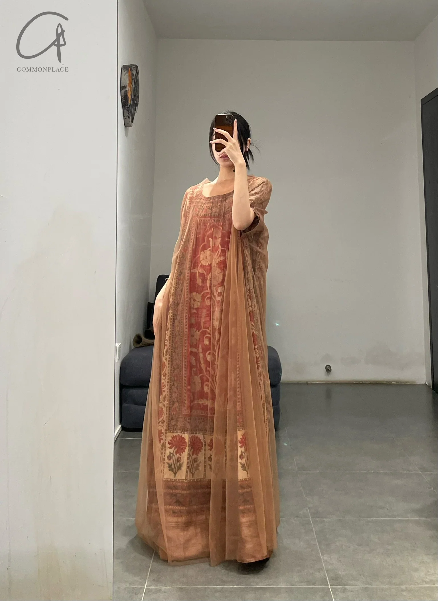 INTO THE EAST 24 Autumn and Winter Silk and Linen Printed Tulle Dress ITE-E1YGAW005NCC21DS-YH Printed - Image 16