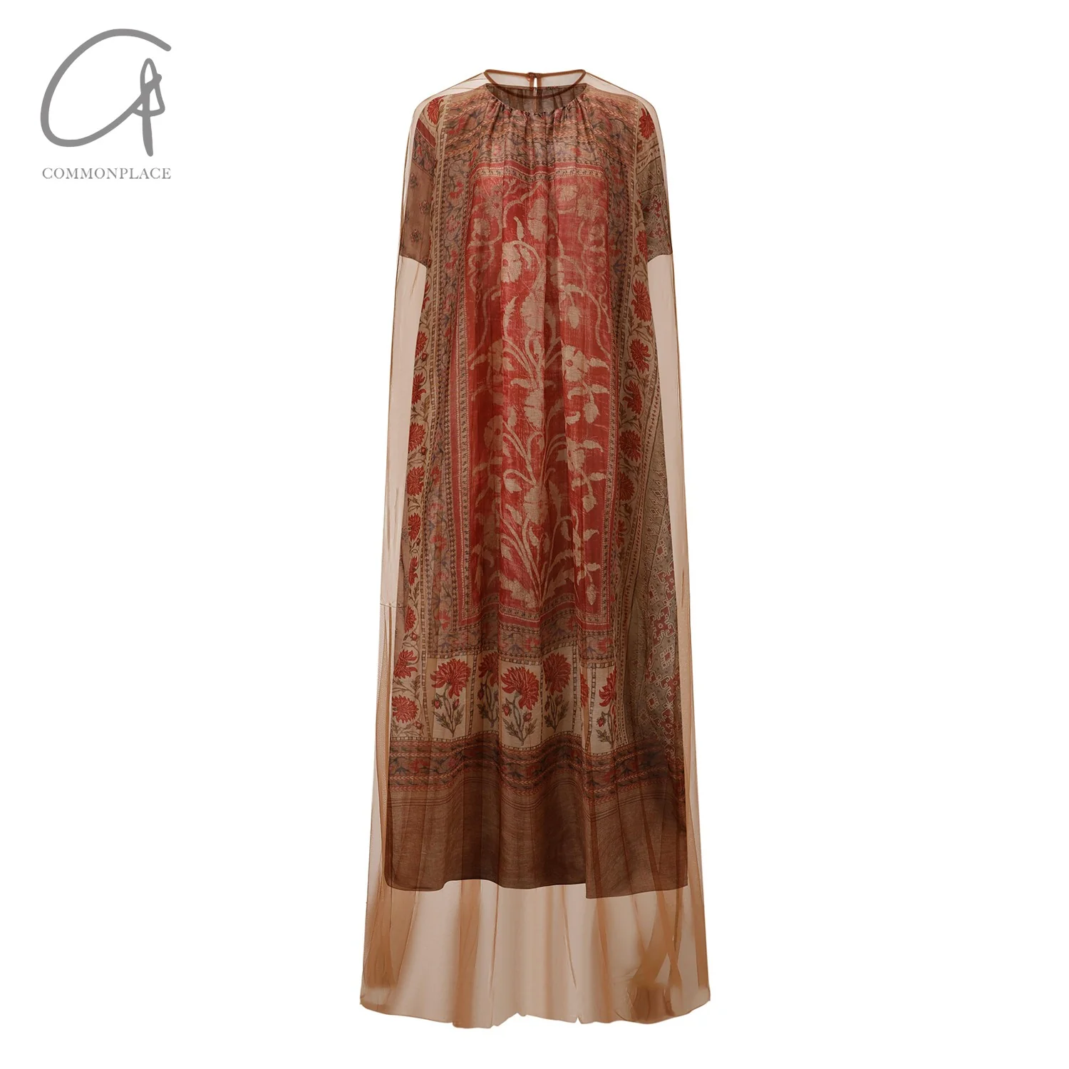 INTO THE EAST 24 Autumn and Winter Silk and Linen Printed Tulle Dress ITE-E1YGAW005NCC21DS-YH Printed - Image 7