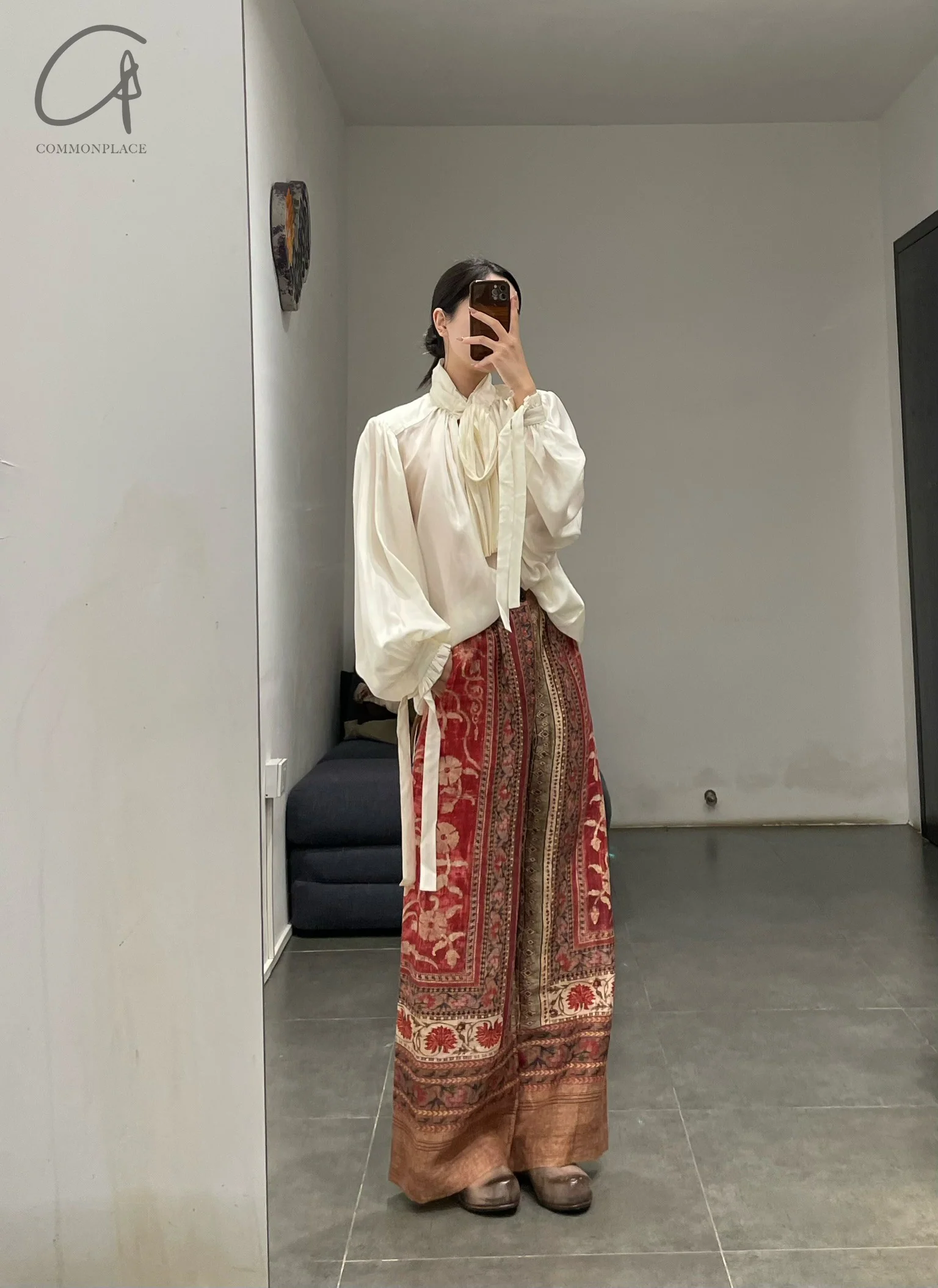 INTO THE EAST 24 Autumn and Winter Silk Lace-up Shirt ITE-E1YGAW007WT20SH-BAI White E1YGAW007WT20SH E1YGAW008KT21SH - Image 20