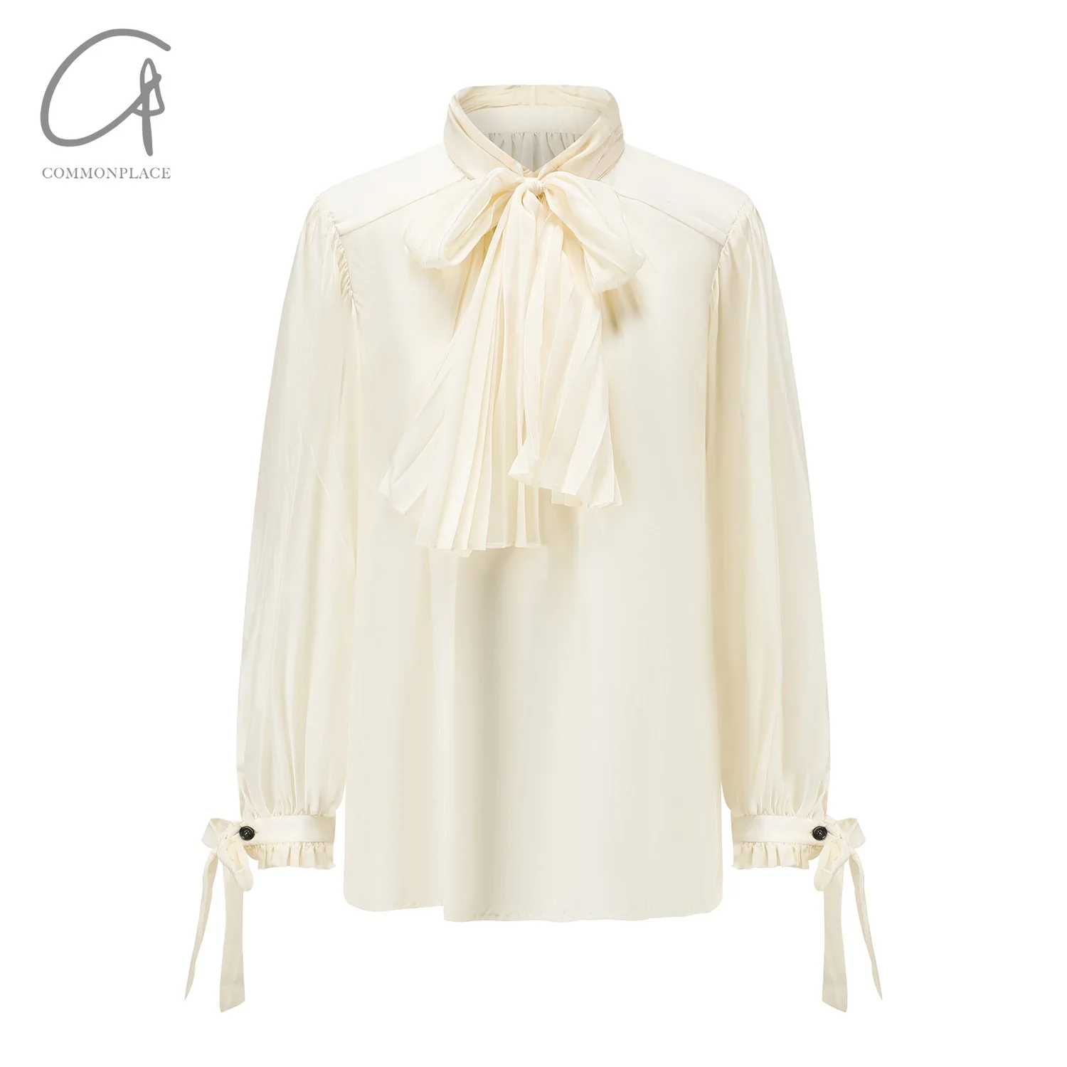 INTO THE EAST 24 Autumn and Winter Silk Lace-up Shirt ITE-E1YGAW007WT20SH-BAI White E1YGAW007WT20SH E1YGAW008KT21SH - Image 8