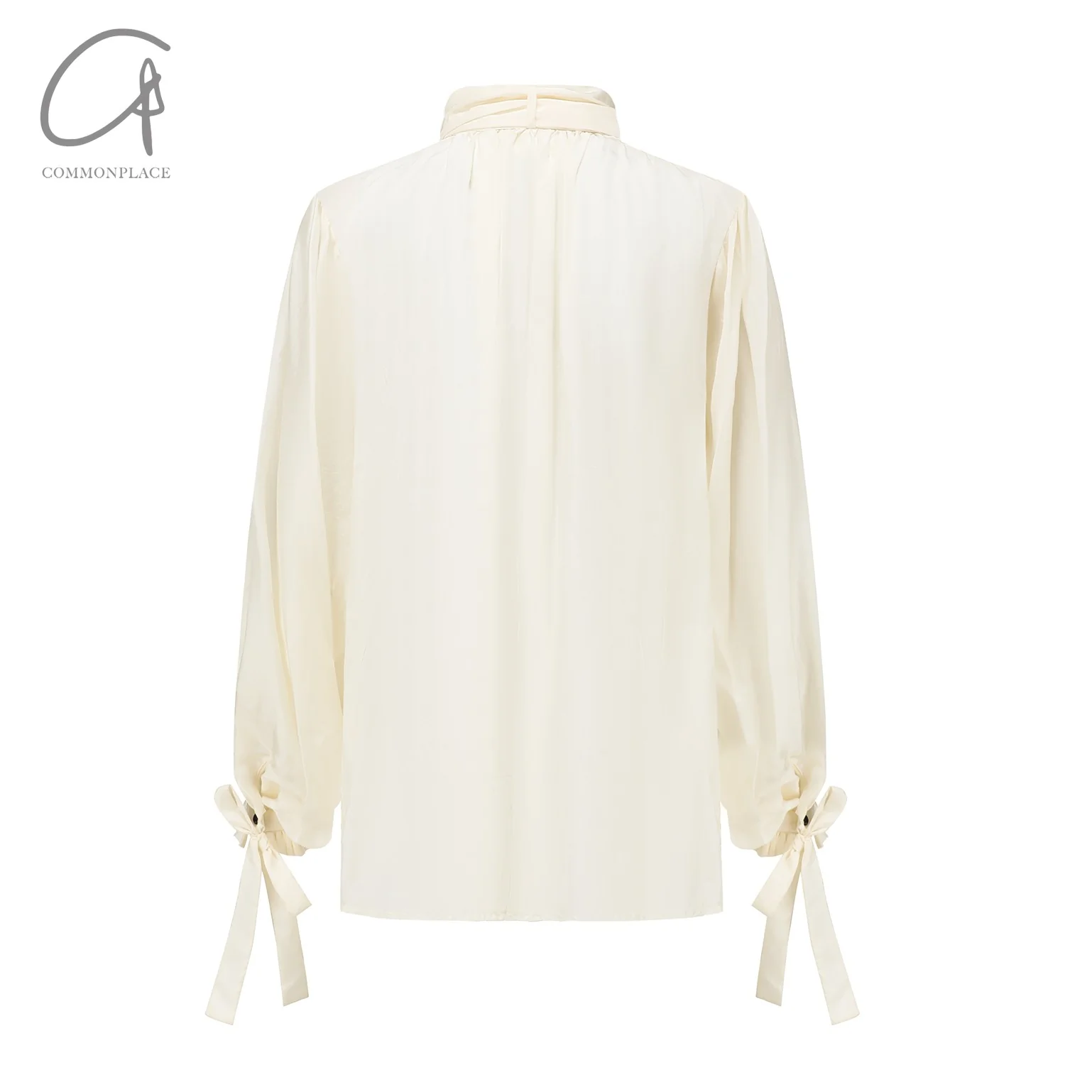 INTO THE EAST 24 Autumn and Winter Silk Lace-up Shirt ITE-E1YGAW007WT20SH-BAI White E1YGAW007WT20SH E1YGAW008KT21SH - Image 9