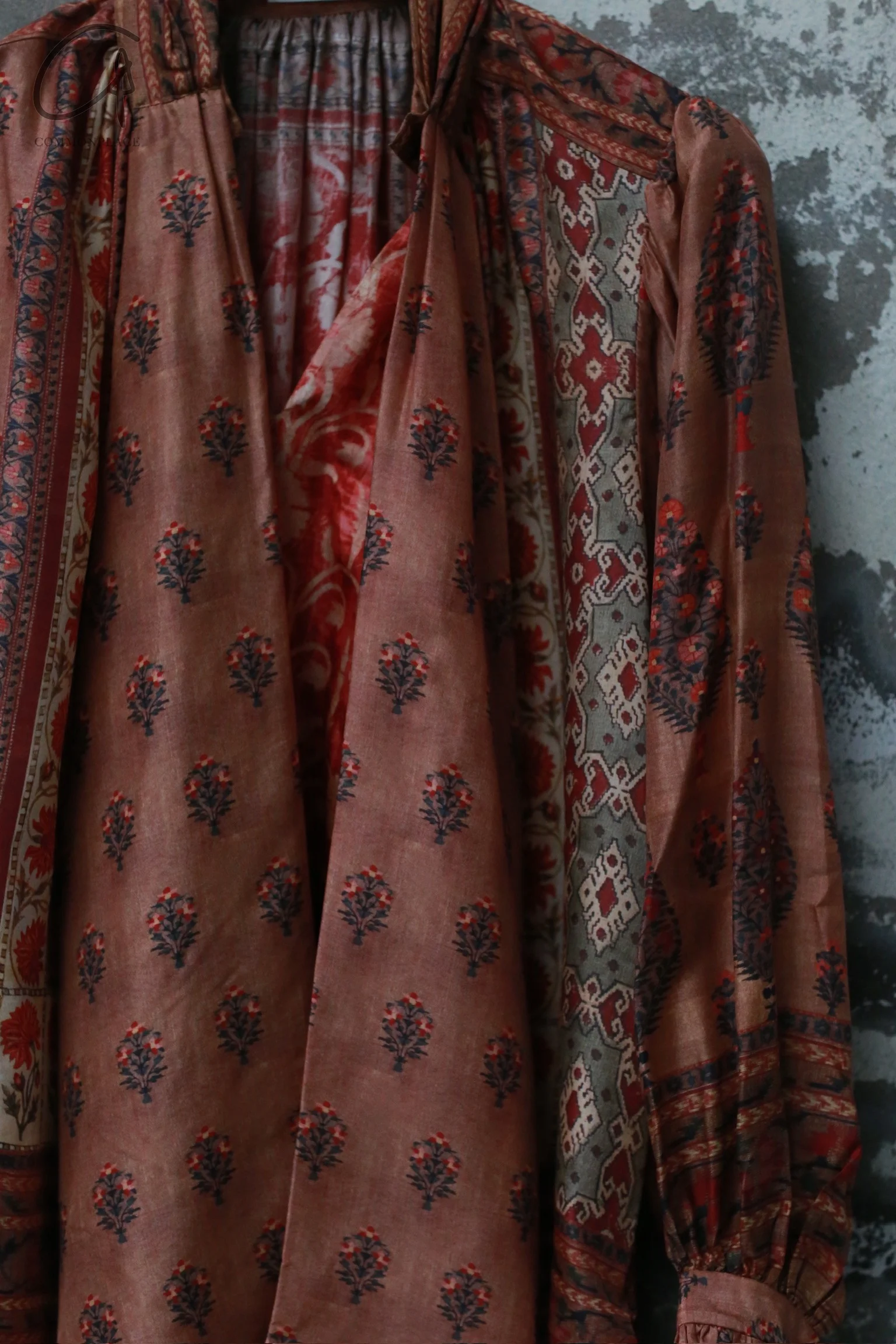 INTO THE EAST 24 Autumn and Winter Silk Print Lace-up Shirt ITE-E1YGAW002NCC21TP-YH Print - Image 10