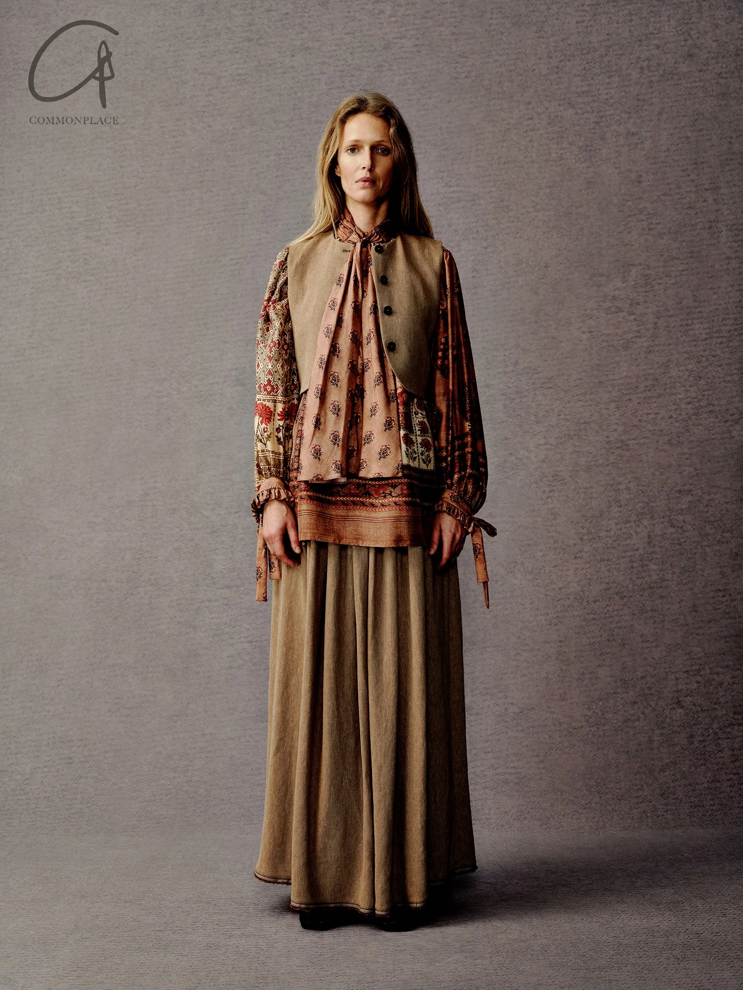 INTO THE EAST 24 Autumn and Winter Silk Print Lace-up Shirt ITE-E1YGAW002NCC21TP-YH Print - Image 13