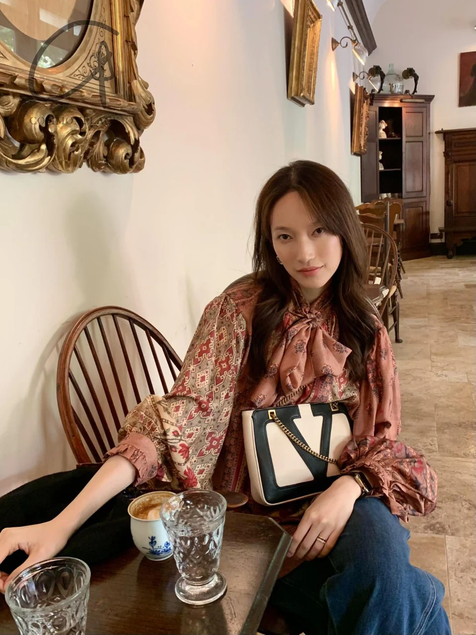 INTO THE EAST 24 Autumn and Winter Silk Print Lace-up Shirt ITE-E1YGAW002NCC21TP-YH Print - Image 37