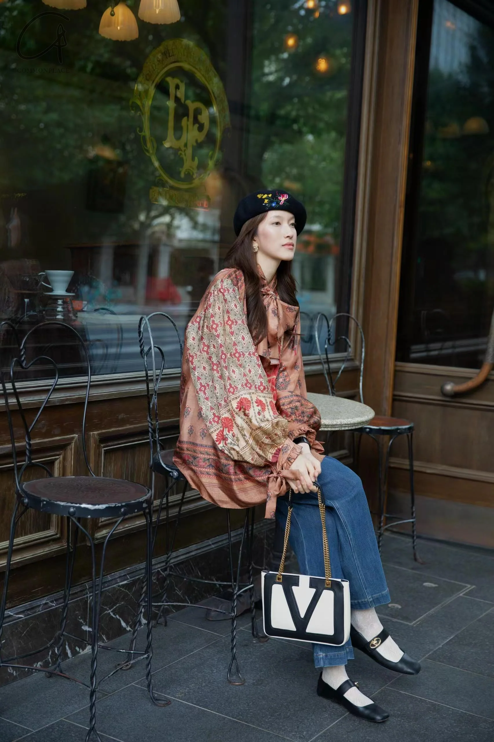 INTO THE EAST 24 Autumn and Winter Silk Print Lace-up Shirt ITE-E1YGAW002NCC21TP-YH Print - Image 38