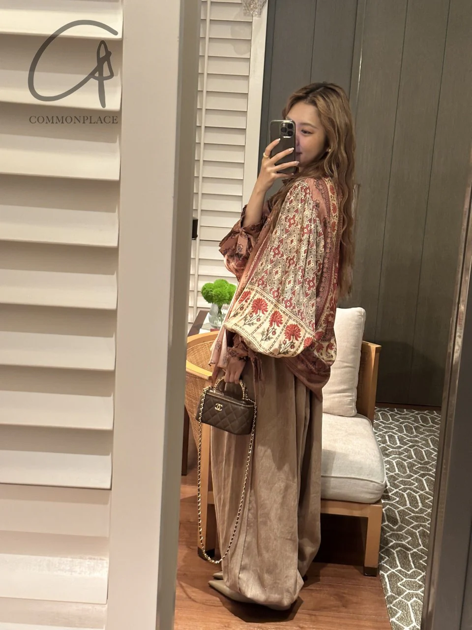INTO THE EAST 24 Autumn and Winter Silk Print Lace-up Shirt ITE-E1YGAW002NCC21TP-YH Print - Image 39