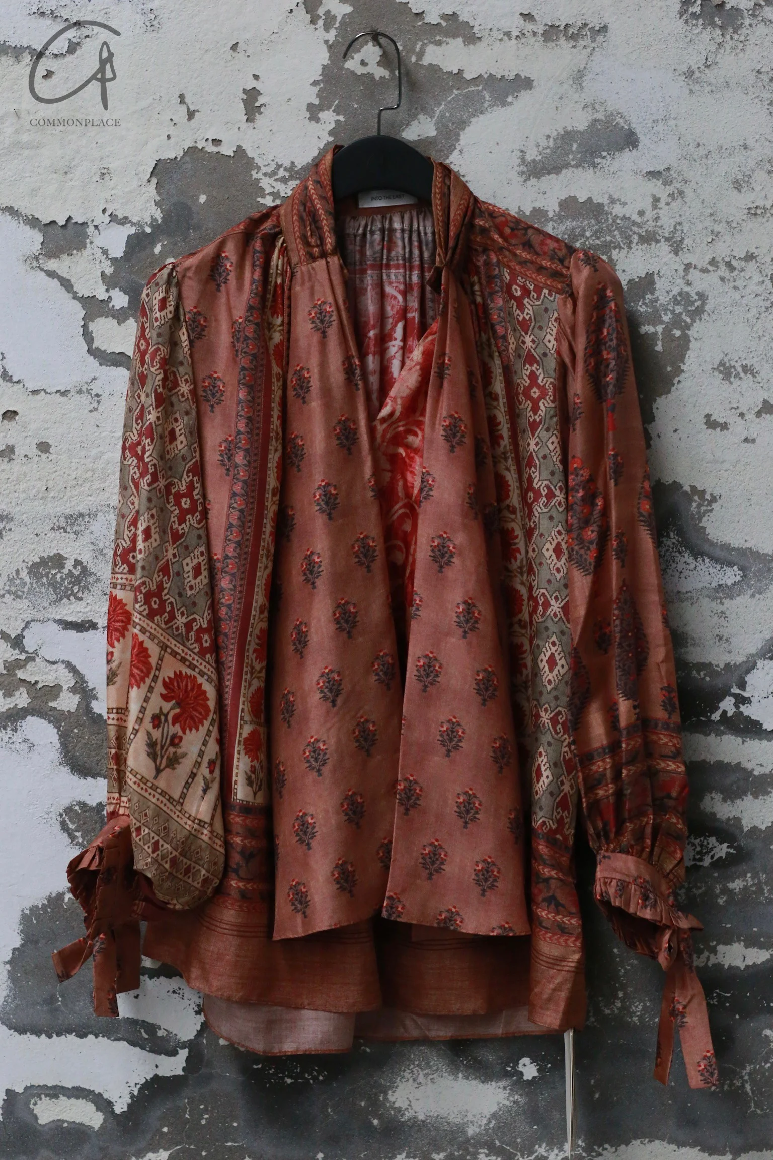 INTO THE EAST 24 Autumn and Winter Silk Print Lace-up Shirt ITE-E1YGAW002NCC21TP-YH Print - Image 8