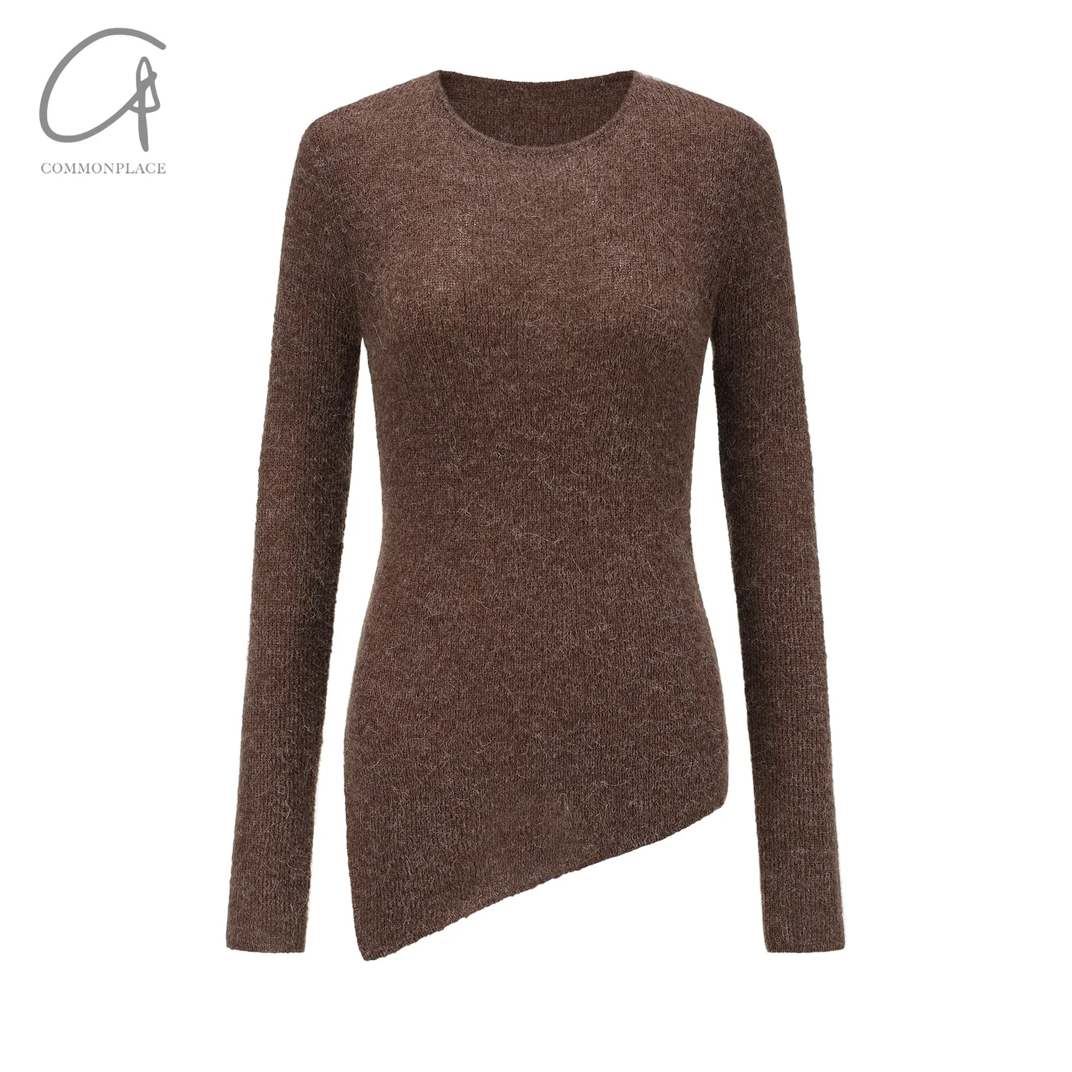 INTO THE EAST 24 Autumn and Winter Wool Blend Asymmetric Knit Top IITE-E1YGAW014KT20TP-KA Coffee Color ITE-E1YGAW011BL20TP - Image 6
